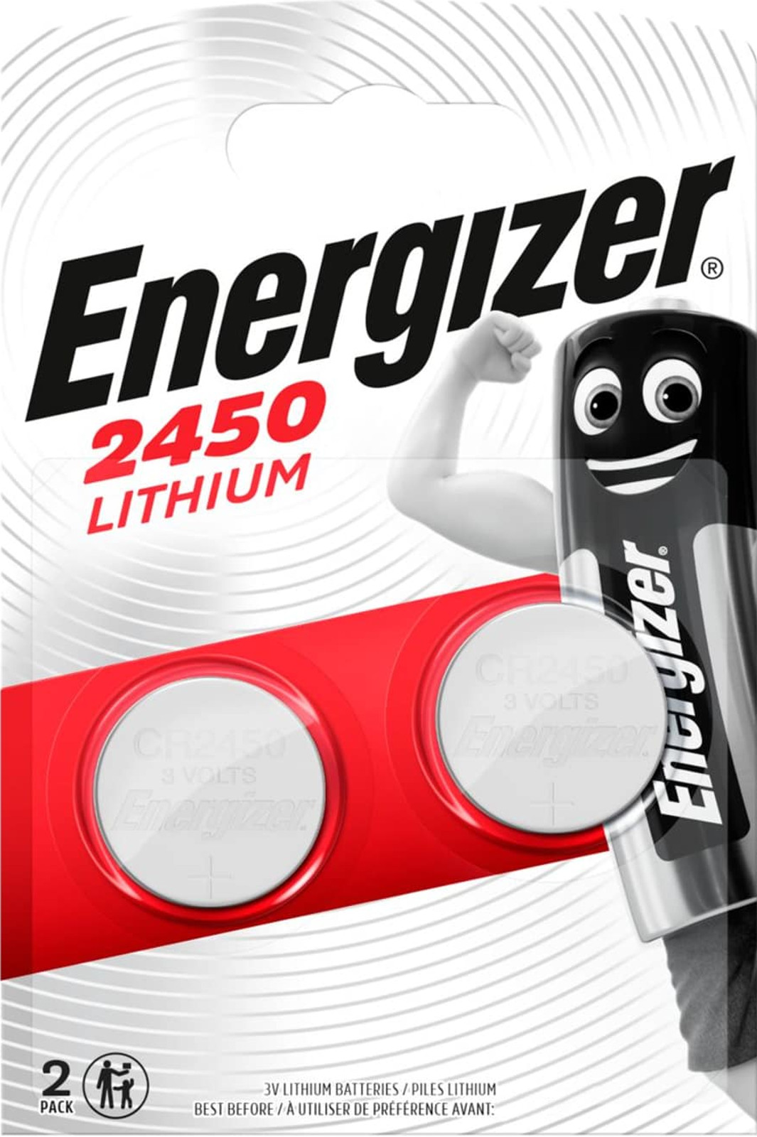 Energizer 5x Lithium 3V Zelle 2er Blister CR2450 IEC C Knopfzelle ECR2450
