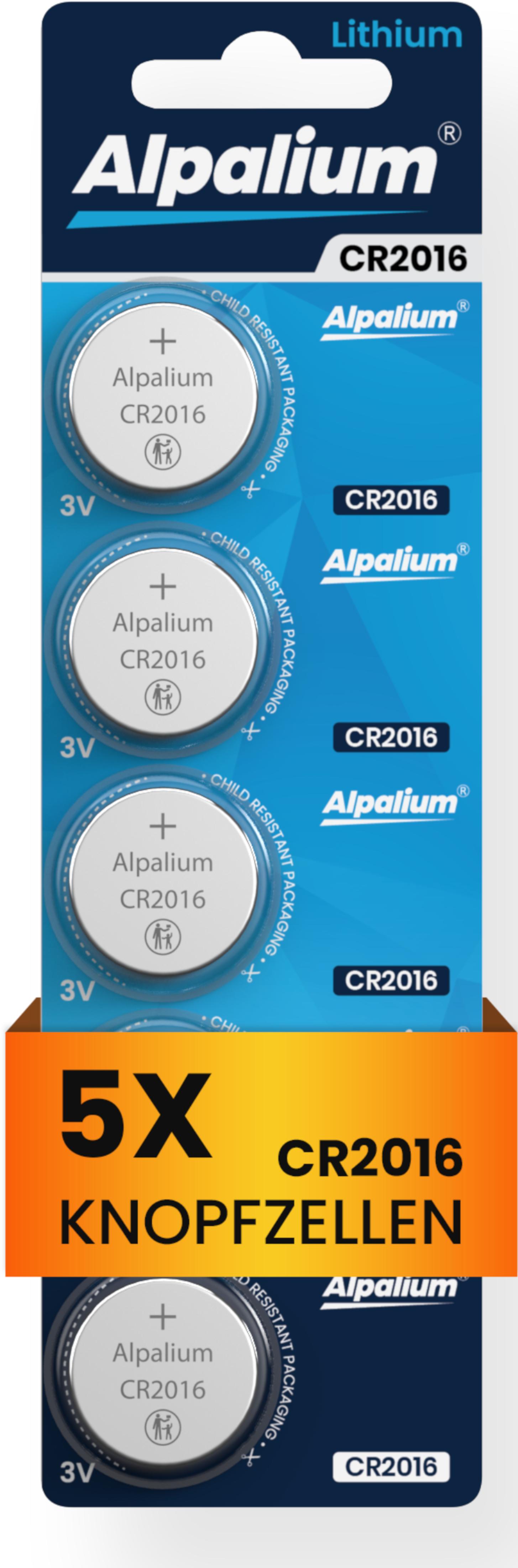 Alpalium CR2016 5er Blister Knopfzelle Lithium 3V für Fieberthermometer Uhren Alarmanlagen 15005016