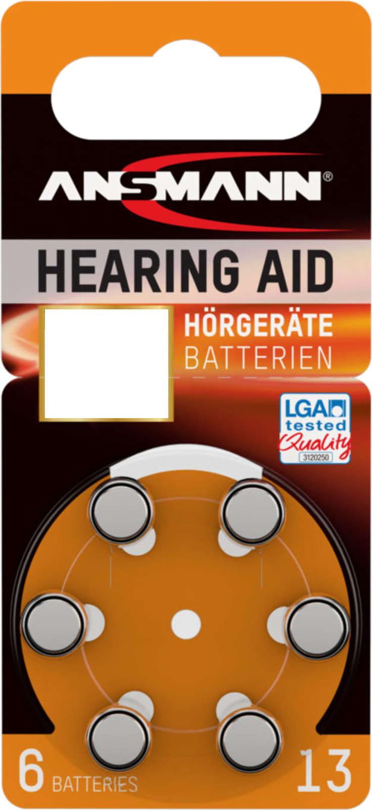 ANSMANN 5x Hörgerätebatterien Orange PR48 13 1,45V 6er-Blister 0%HG LGA Tested Quality Testsieger 02/2018 5013243