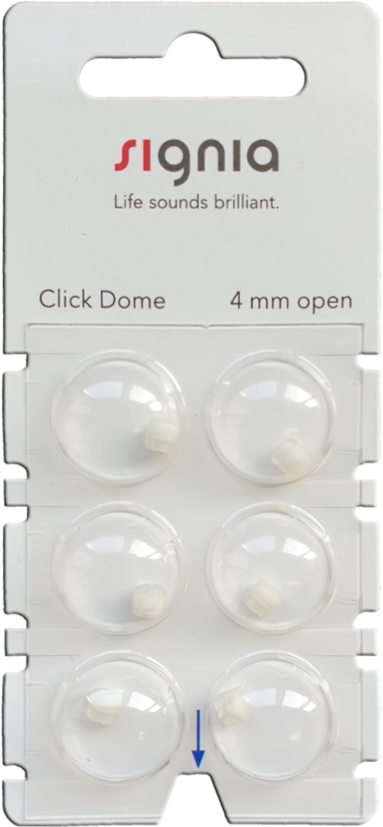 Signia Click 4 mm Open Domes 6er Blister Weiß Hörgeräteschirmchen Silikon connexx 10426016