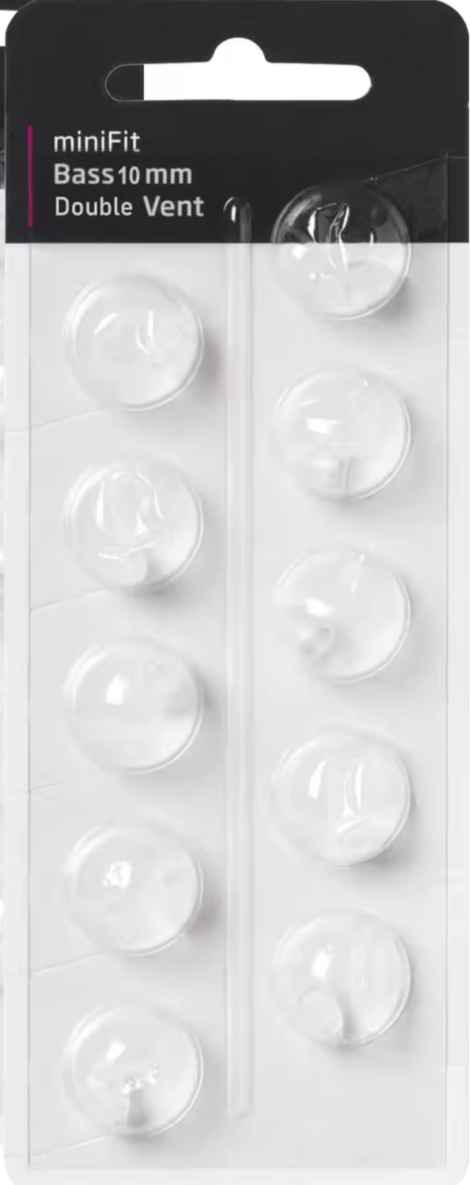 EWANTO 10er Blister miniFit Bass 10mm Double Vent Domes wie Oticon Kuppeln Schirmchen für oticon mini Fit Ex-Hörer Hörgeräte Domes MF-02