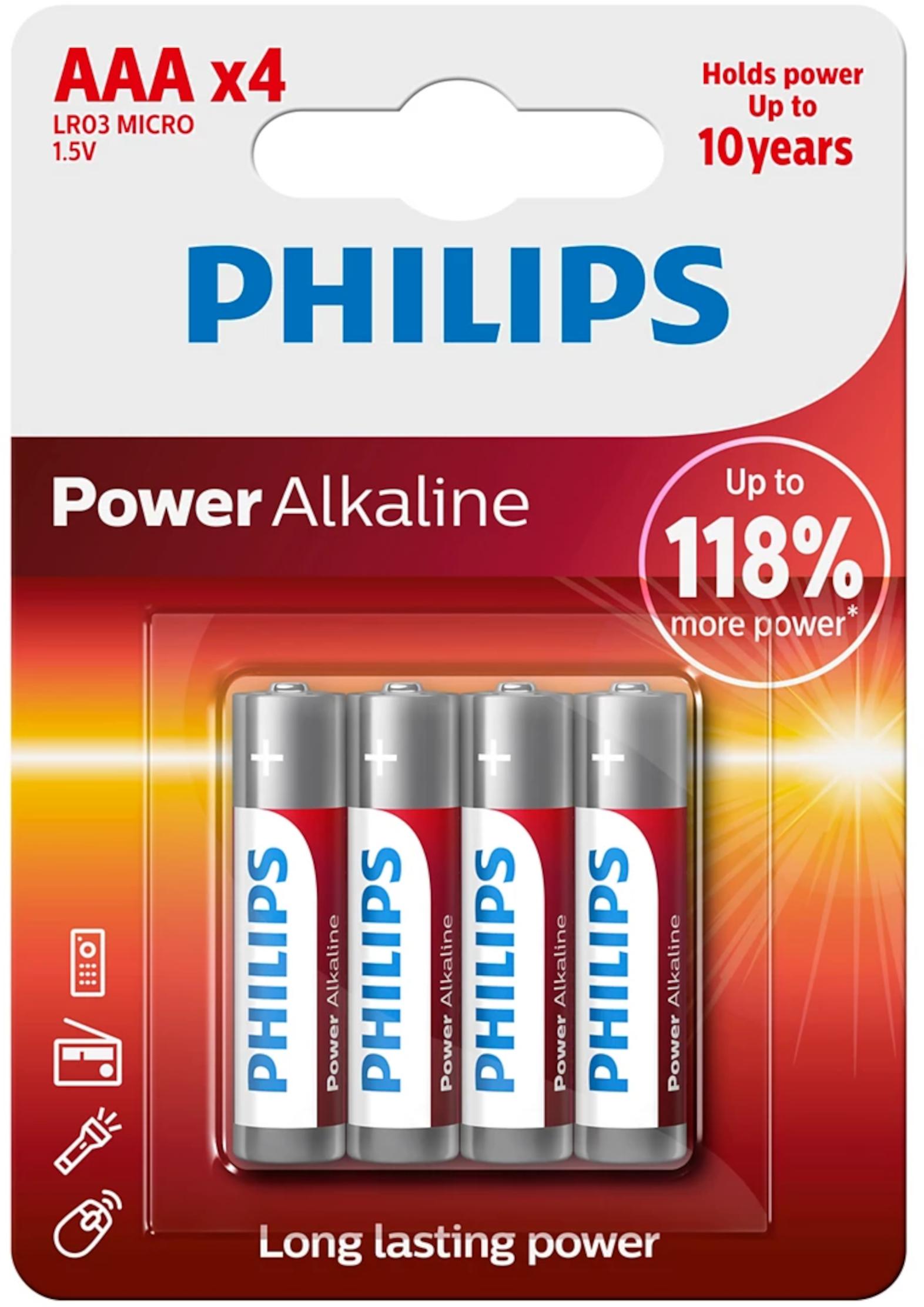 Philips 36x Power Alkaline 4er Blister AAA LR03 1,5 V LR03P4B/10