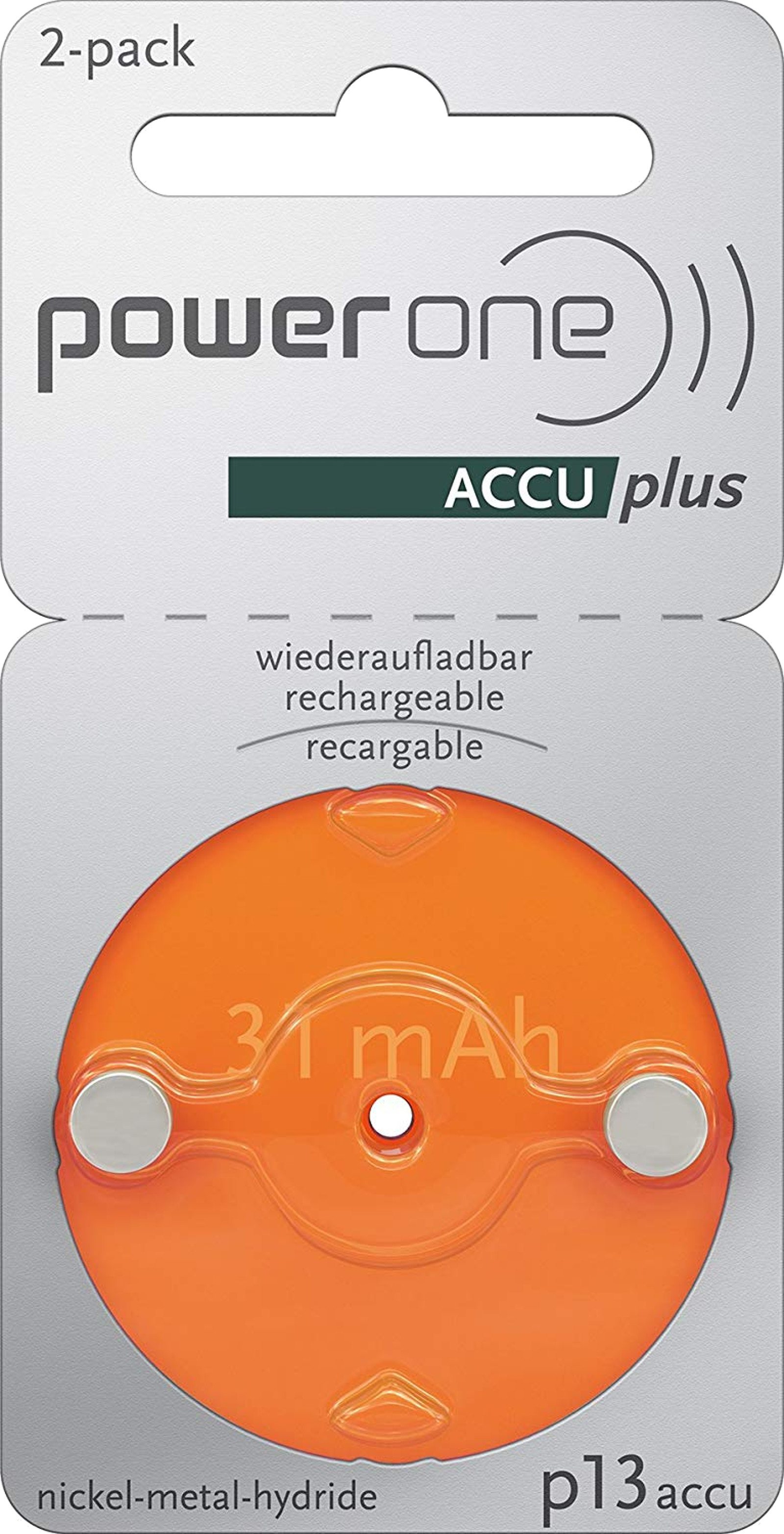 Varta 10x Power One 13 ACCU plus Orange p13 Akku für Hörgeräte NiMH 2er Blister p13