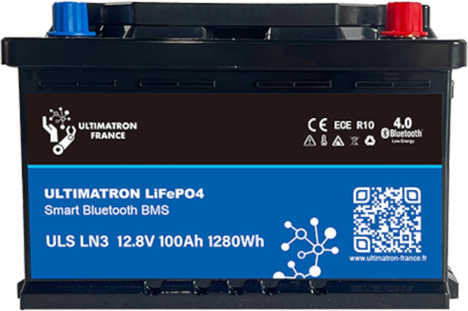 Ultimatron 2x LifePo4 Lithiumbatterie 12,8 V 100Ah ULS-12-100--LN3 mit Bluetooth und Smart BMS integriert Batterie geeignet für die Untersesselinstallation gem. § 12 Abs. 3 UStG ULS-12-100-LN3