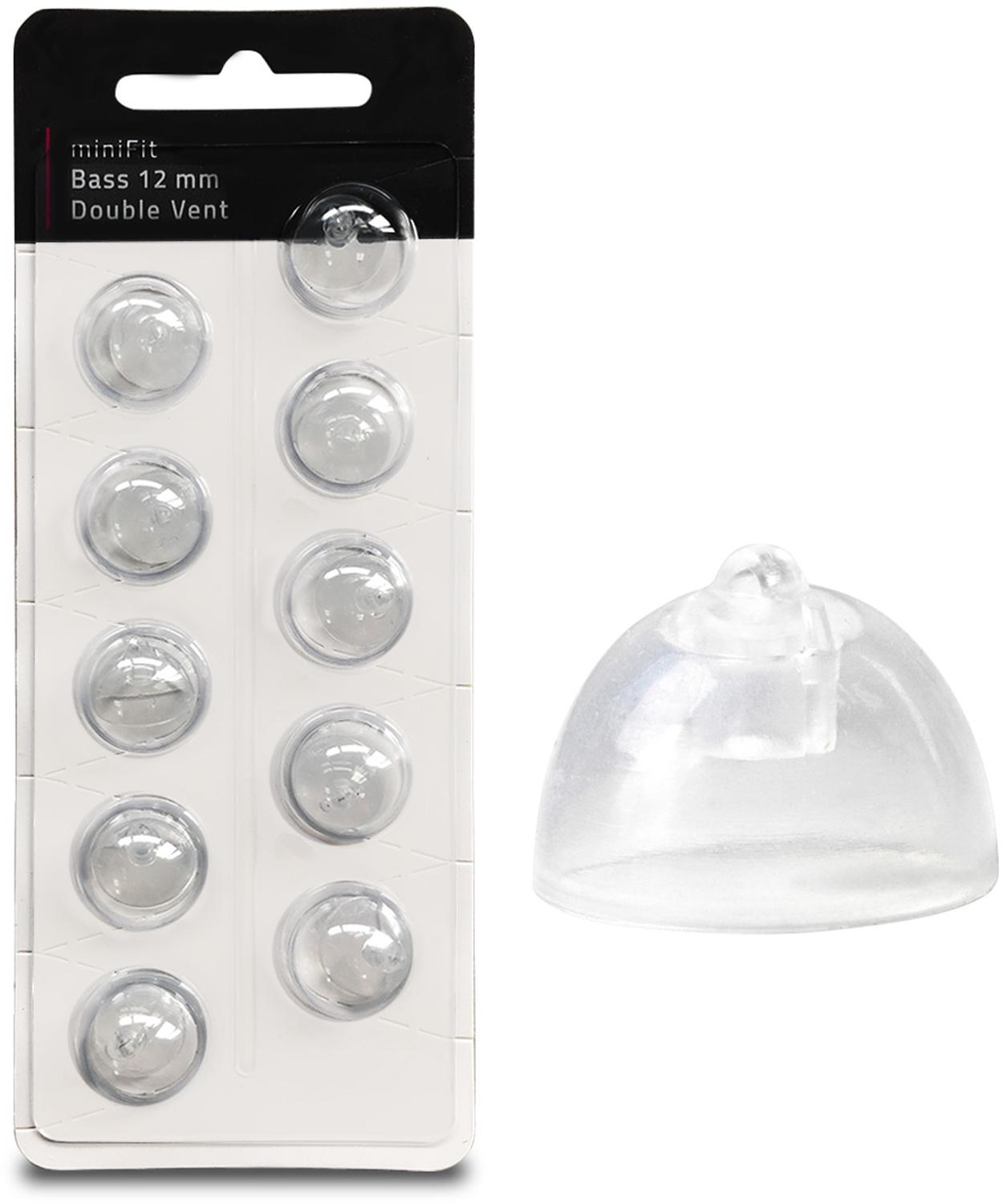 EWANTO miniFit 10er Blister 12 mm Vent Double Bass wie Oticon Domes Kuppeln Schirmchen für oticon miniFit Ex-Hörer MIFTD12M