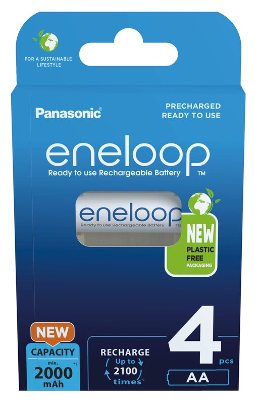 Panasonic eneloop 4er Blister AA Ni-MH Akkus 2000 mAh wiederaufladbar BK-3MCDE/4BE