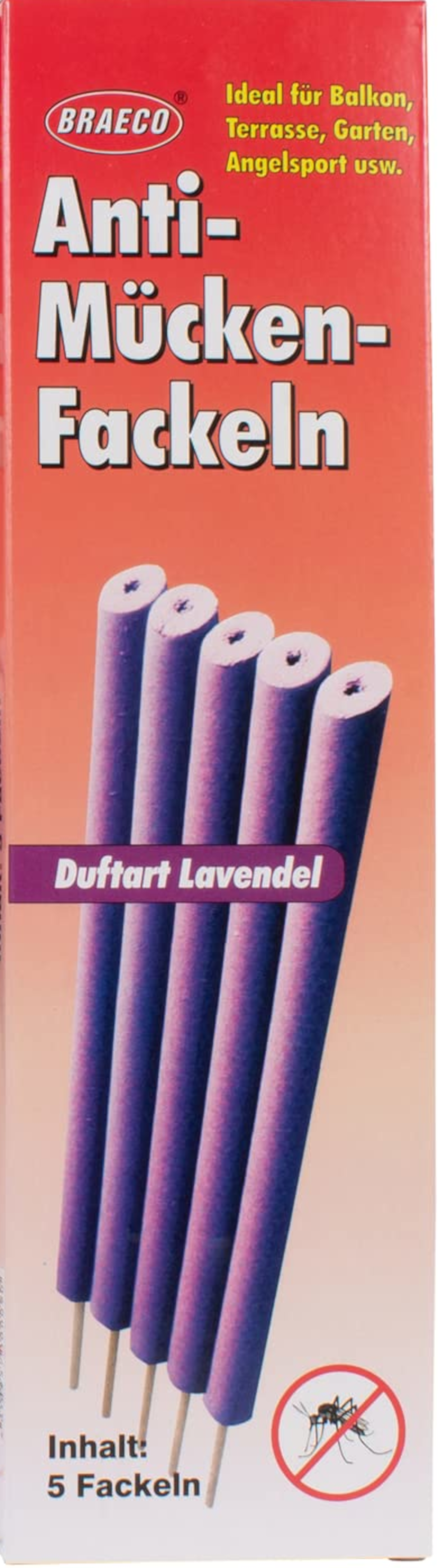 EWANTO_de__L15811__BRAECO__8012KFGGTivJIrV75 BRAECO Anti-Mücken-Fackeln 5er  Mückenabwehr Insektenschutz für Balkon, Terasse, Angelsport und Camping Duftart Lavendel