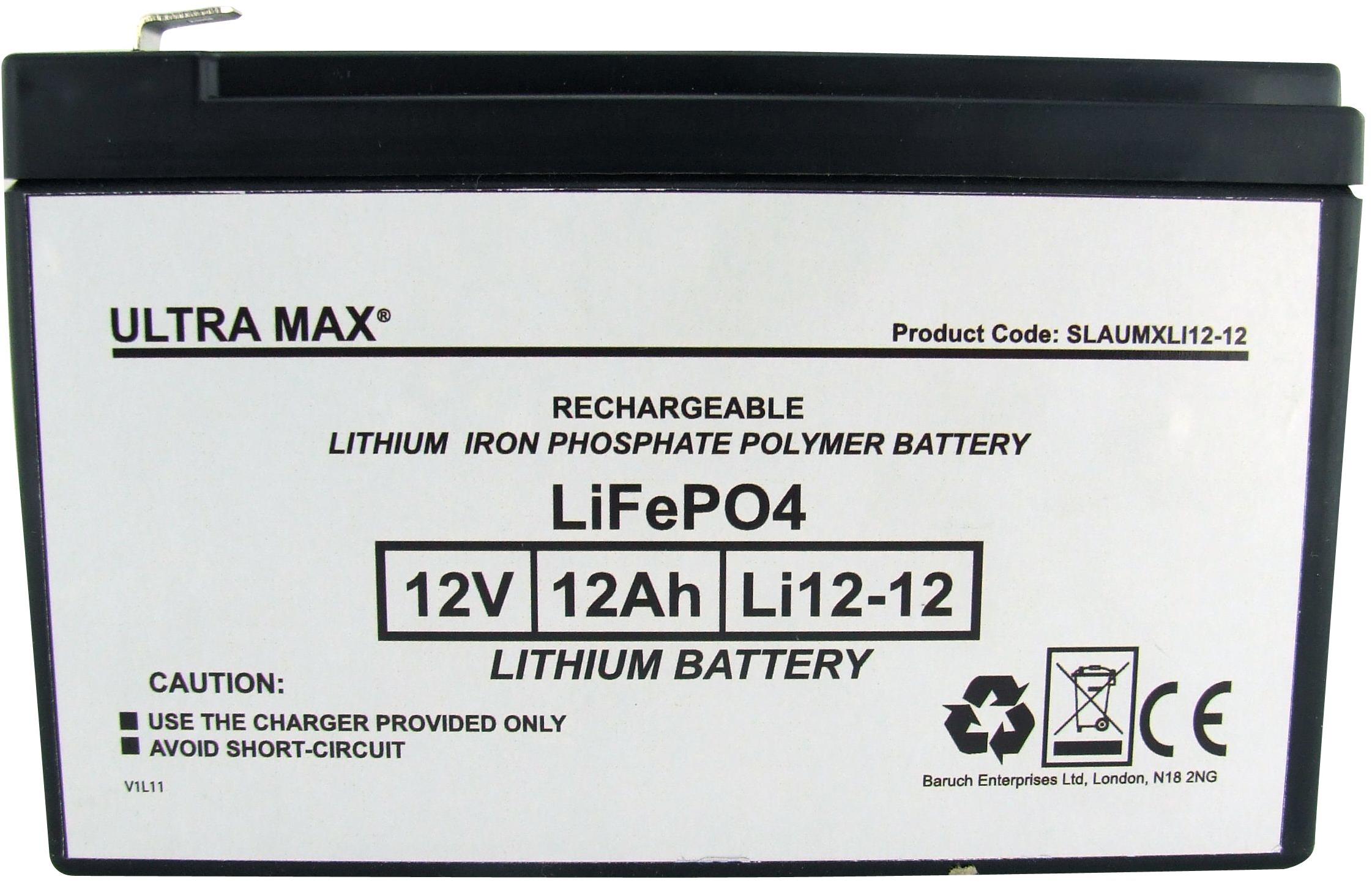 UltraMax SLAUMXLI12-12 Lithium Eisenphosphat Batterie LiFePO₄ 12V SLAUMXLI12-12