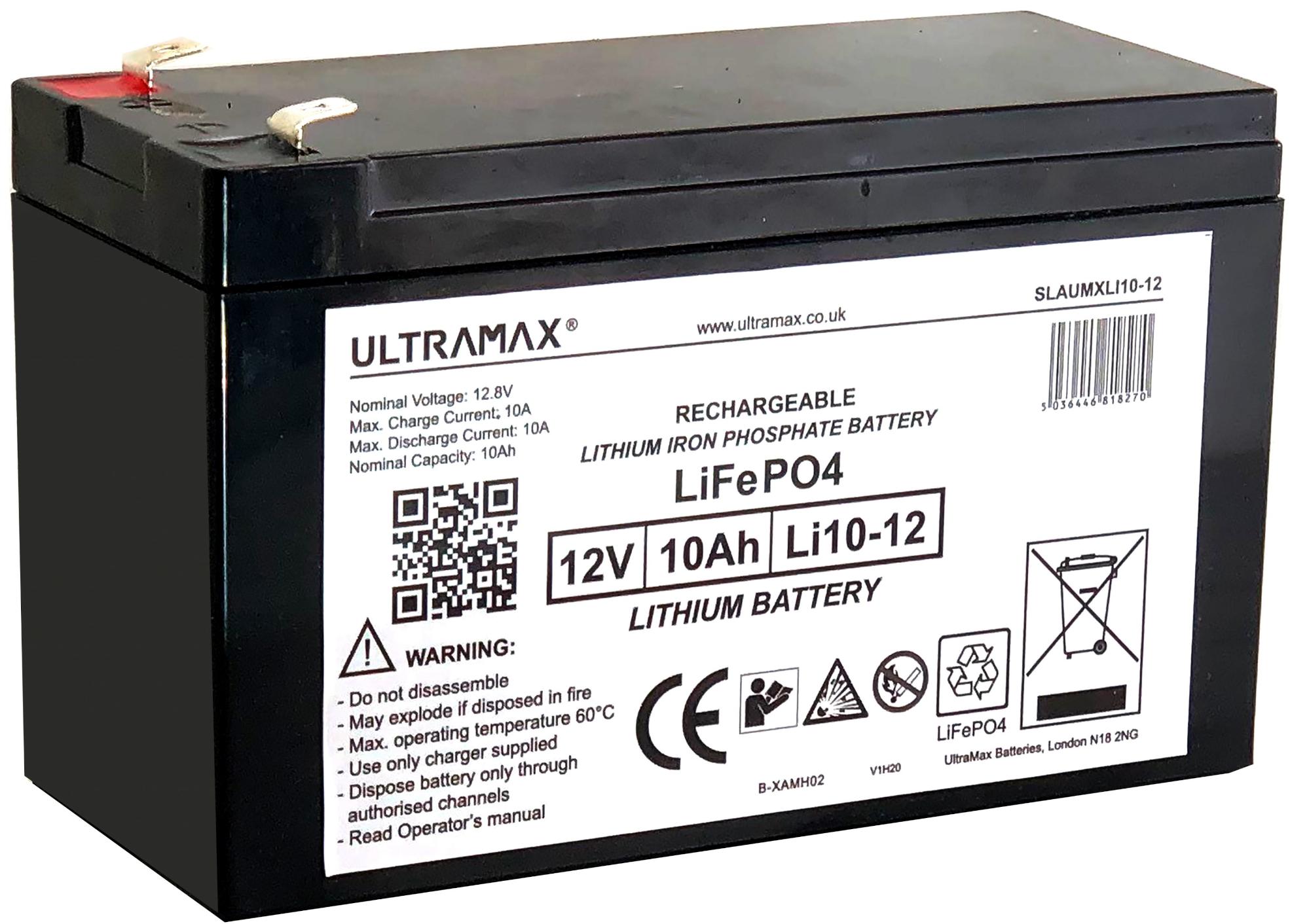 UltraMax SLAUMXLI10-12 Lithium Eisenphosphat Batterie LiFePO₄ 12V SLAUMXLI10-12