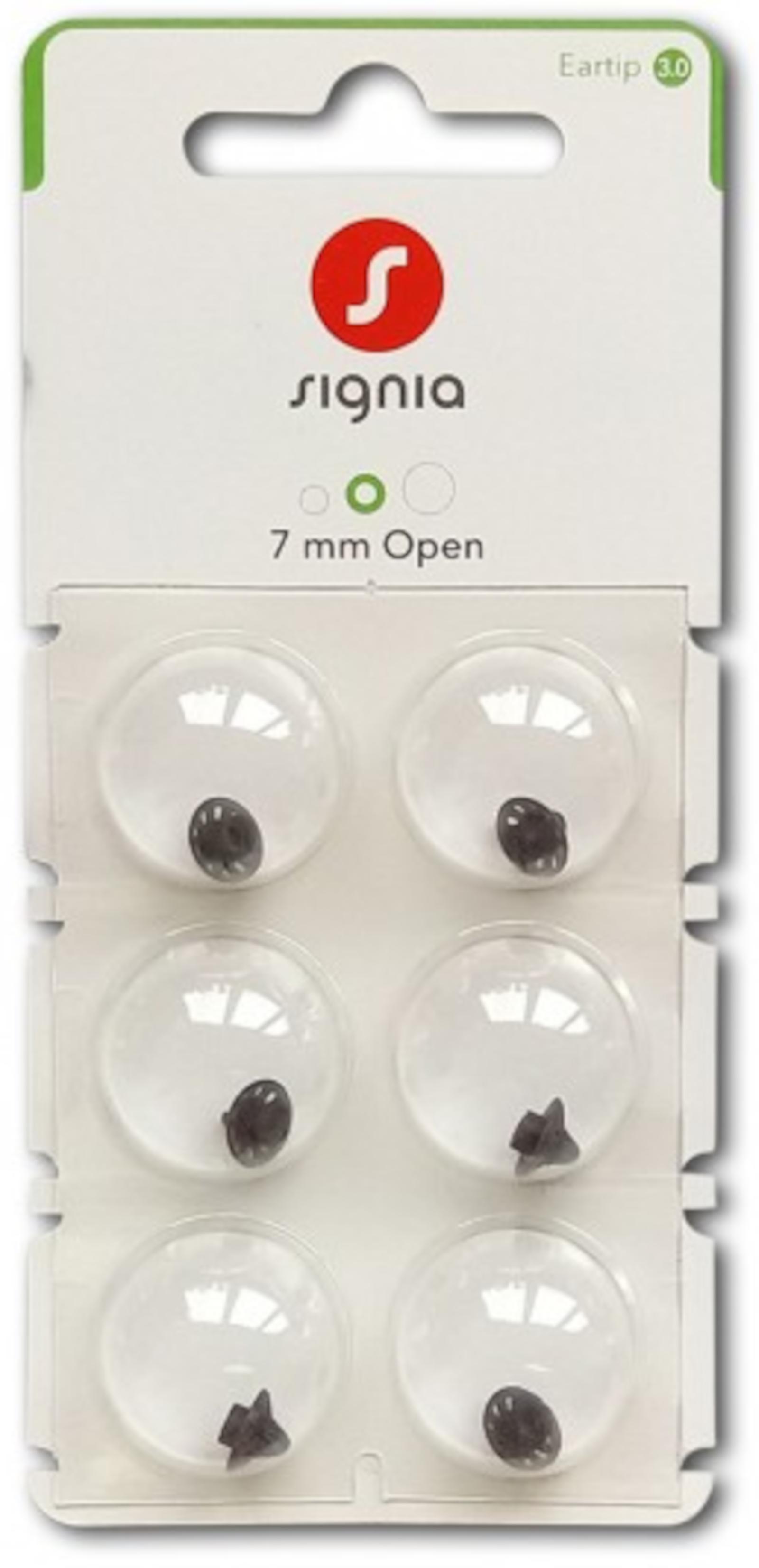 Signia Eartip 3.0 7 mm Open Domes 6er Blister Grün Hörgeräteschirmchen Silikon connexx 10993680