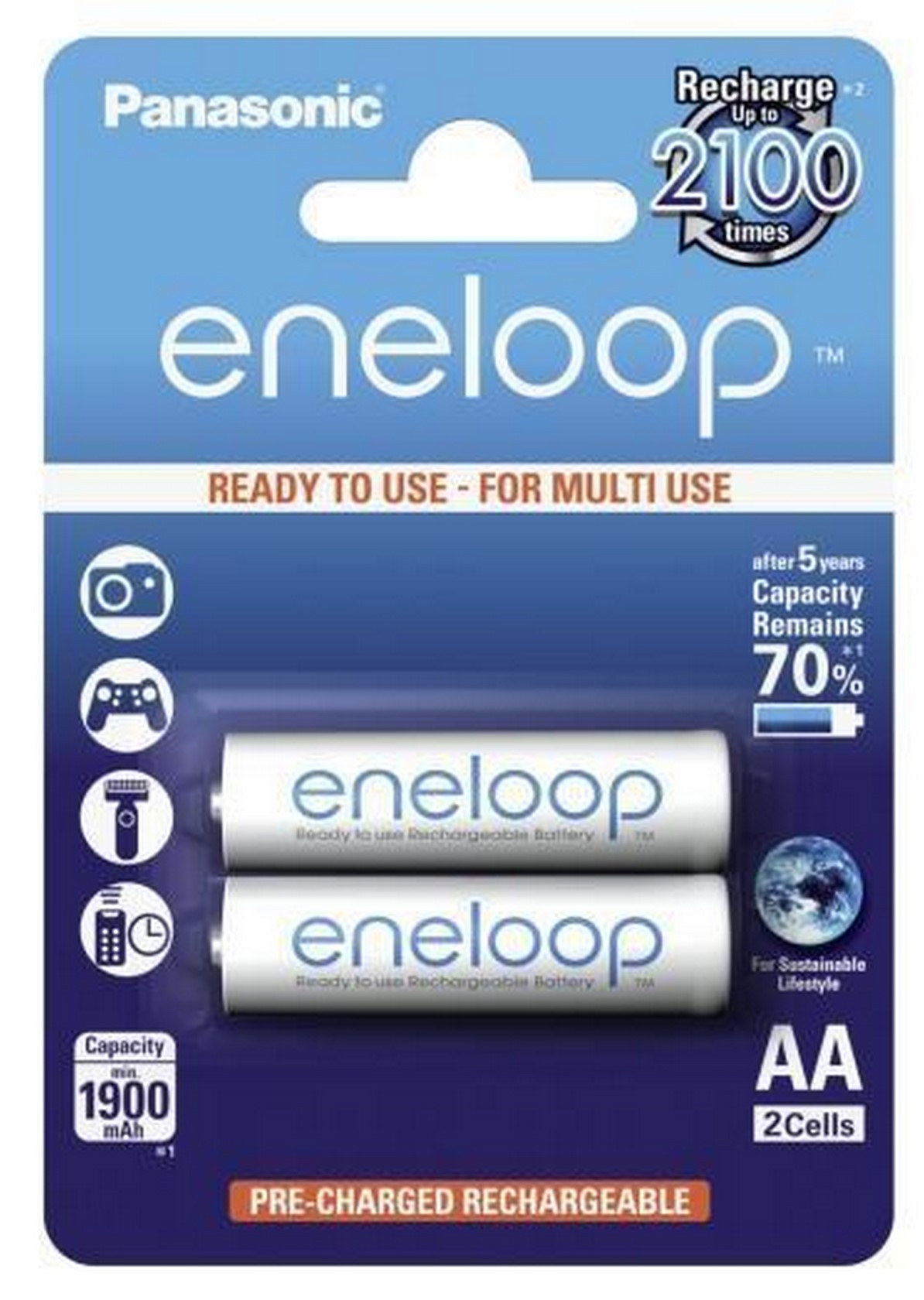 Panasonic Eneloop AA Akku 2er Blister R6 1900 mAh BK-3MCCE/2BE