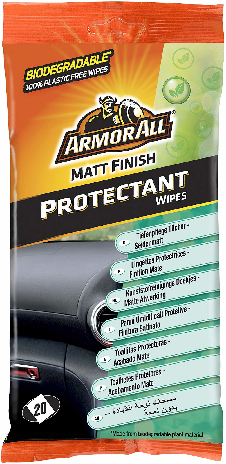 ARMOR ALL 6x Tiefenpflege Tücher 20 Stück Seidenmatt Pflegetücher Finish fürs Auto und Oberflächen wie Gummi, Vinyl, Kunststoff, versiegeltes Holz und behandeltes Leder 