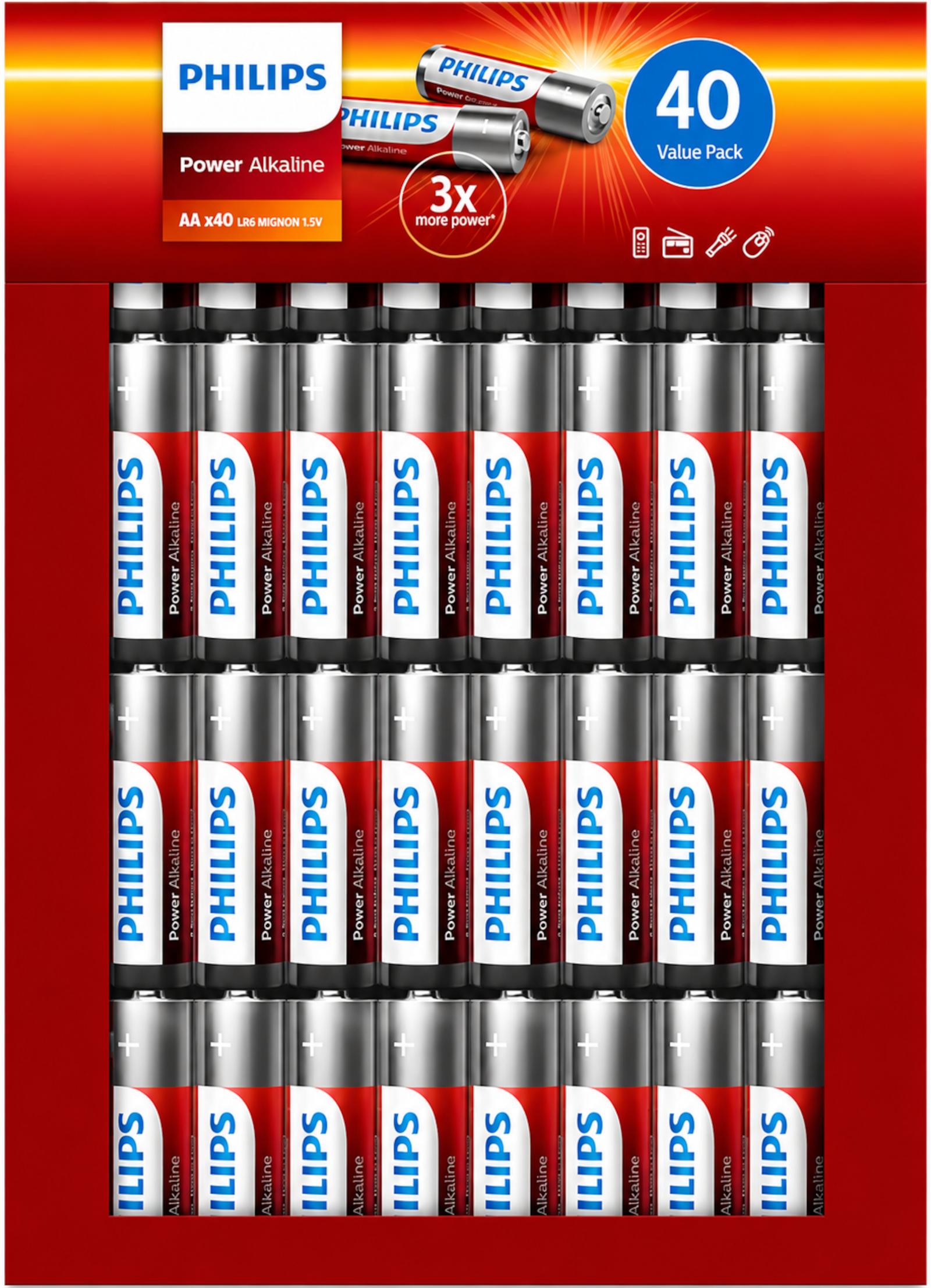 Philips Power Alkaline AA 40er Pack 1,5V LR6P40FP/10