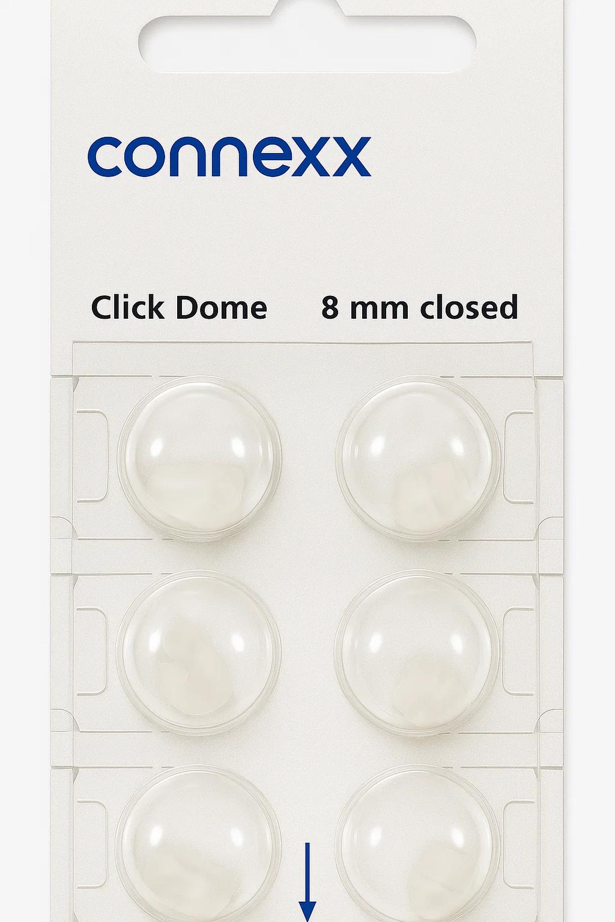 connexx Click Domes 8 mm closed 6er Blister Weiß Hörgeräteschirmchen Silikon 10426012
