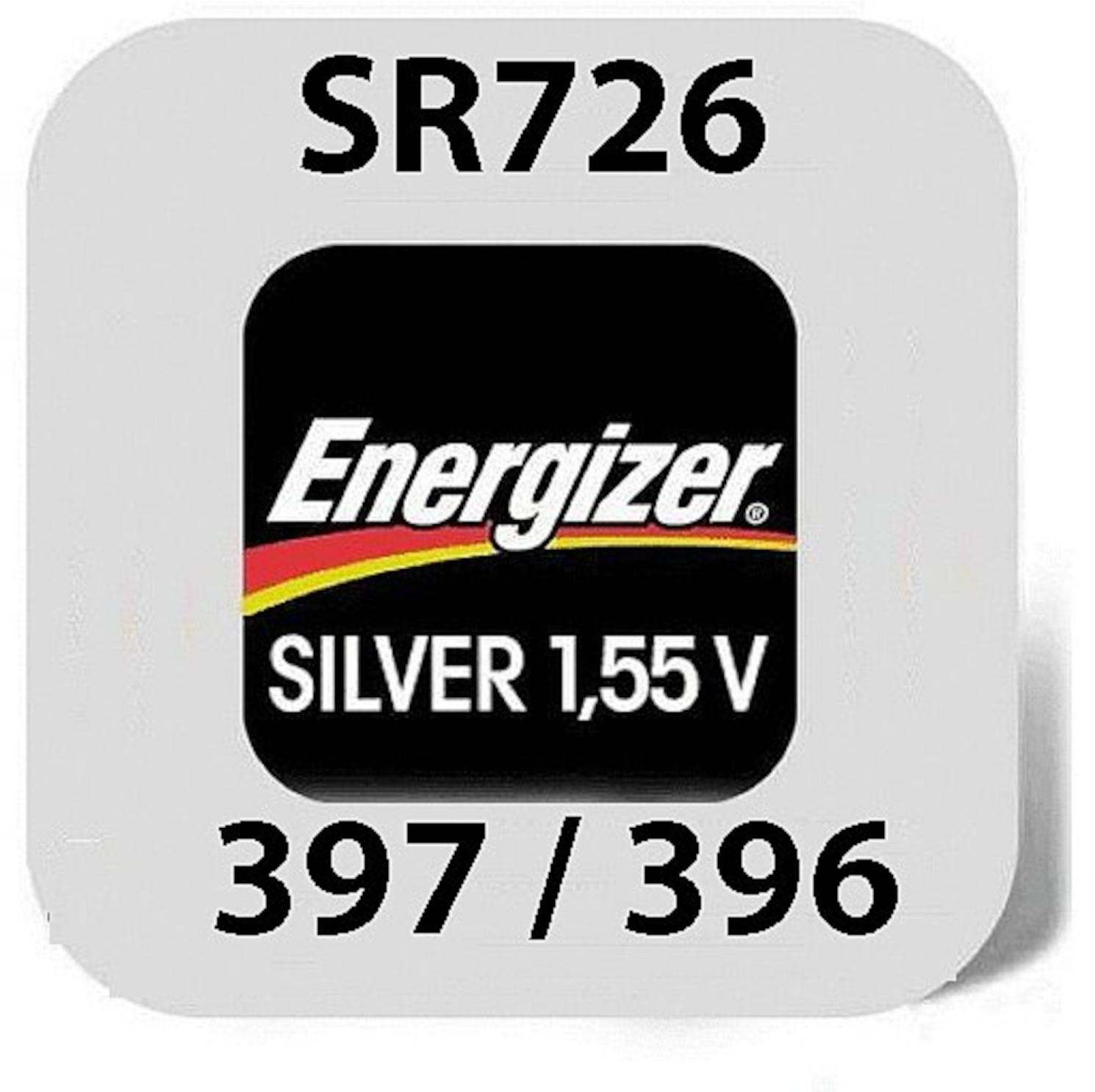 Energizer Uhrenbatterie 397/396  SR726W SR726SW SR59 E001193002 Silberoxid E301539104 Knopfzelle 1,55V in 1er-Miniblister E301539104
