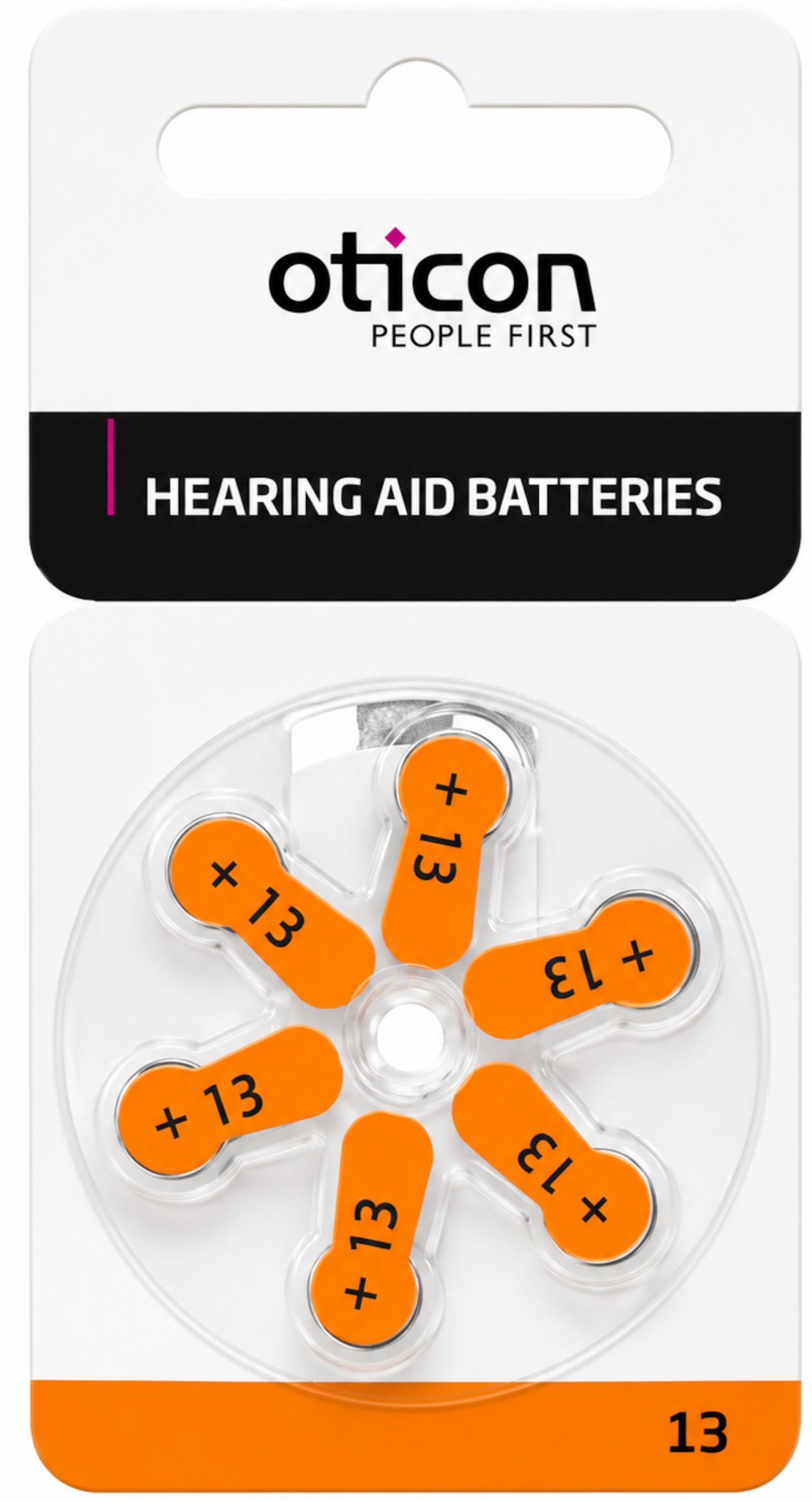 Oticon Hörgerätebatterien Gr. 13 Orange 6er Blister Hearing aid PR48 Zink/Luft 1,45V
