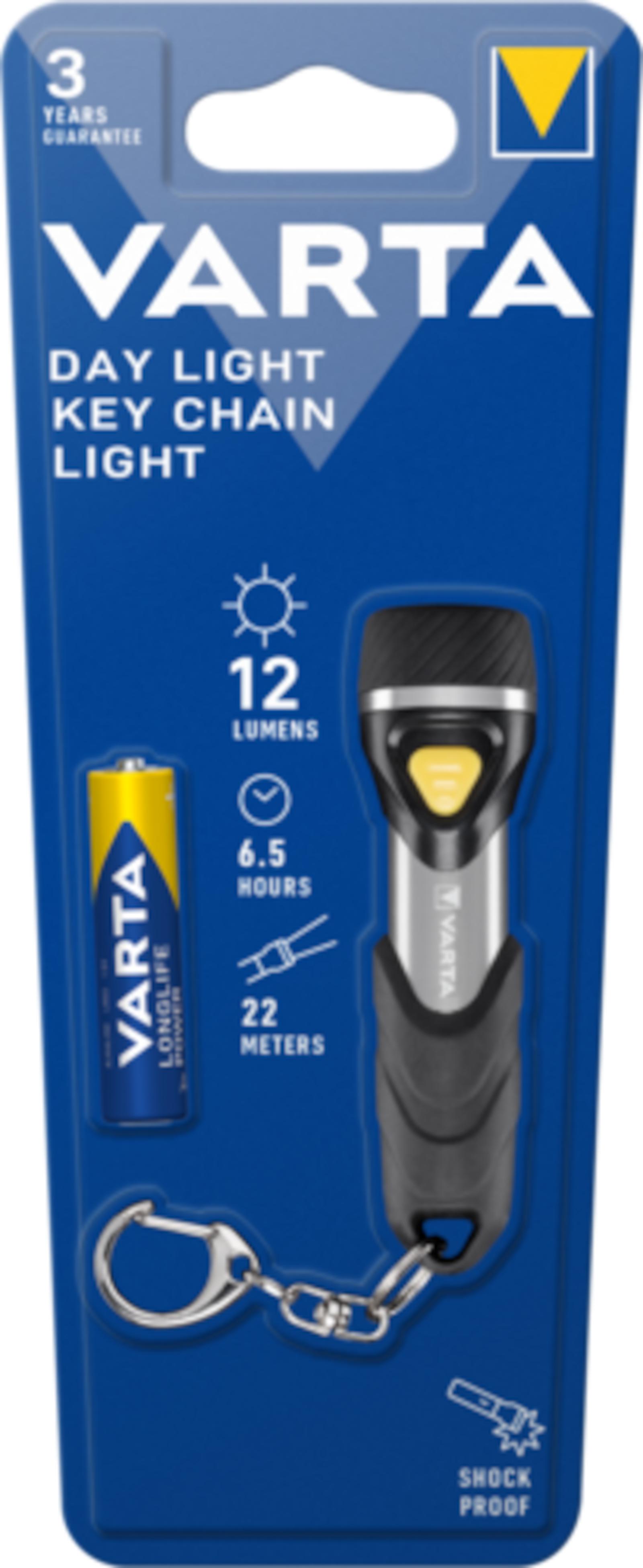 Varta Day Light Key Chain Light Taschenlampe 16605 12 lm Lumen 6,5 h Leuchtdauer 1m Falltest 16605