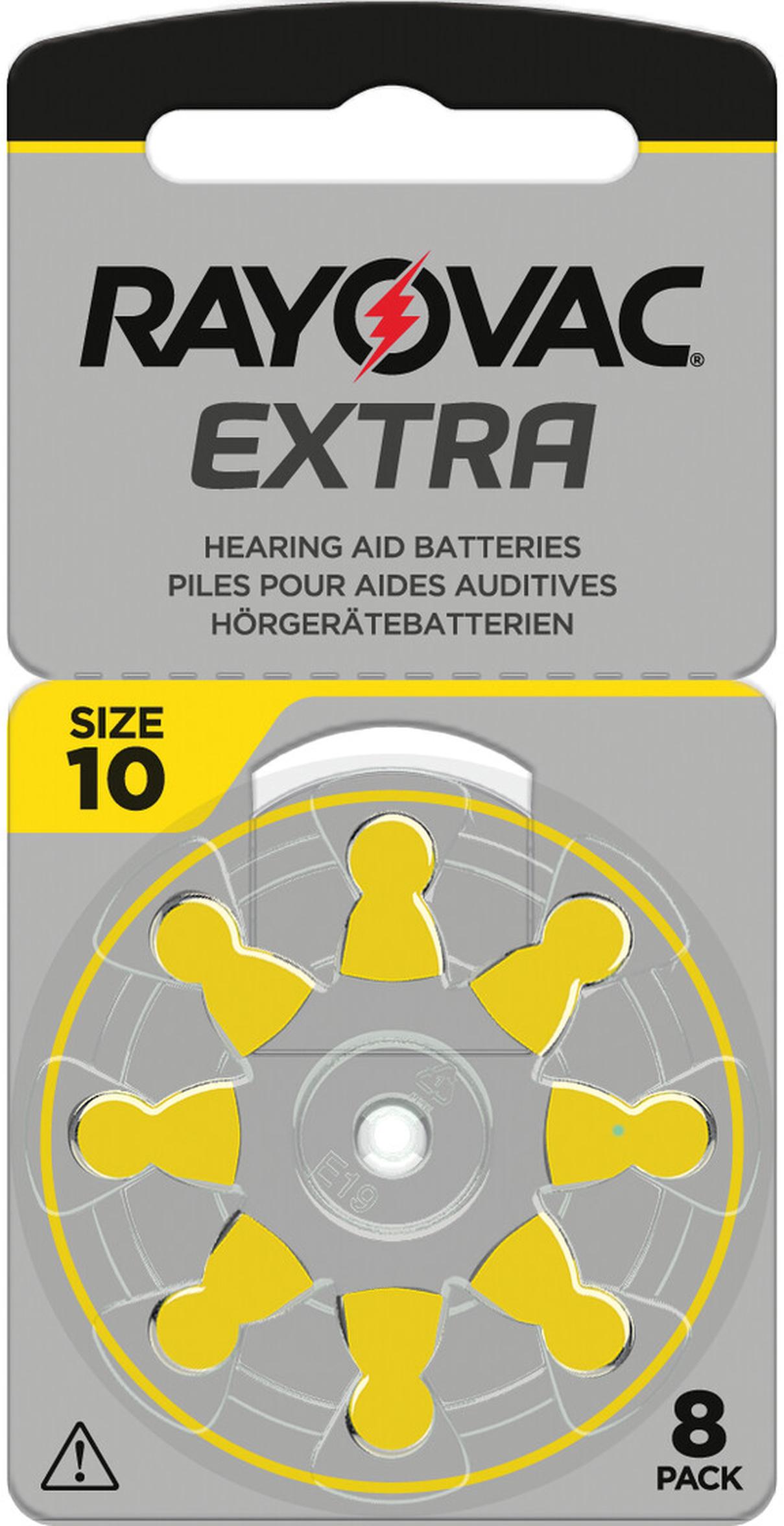 Rayovac 1000x Extra Advanced Gr. 10 Hörgerätebatterien 8er Blister PR70 Gelb 24610 10AUX-8XEMF