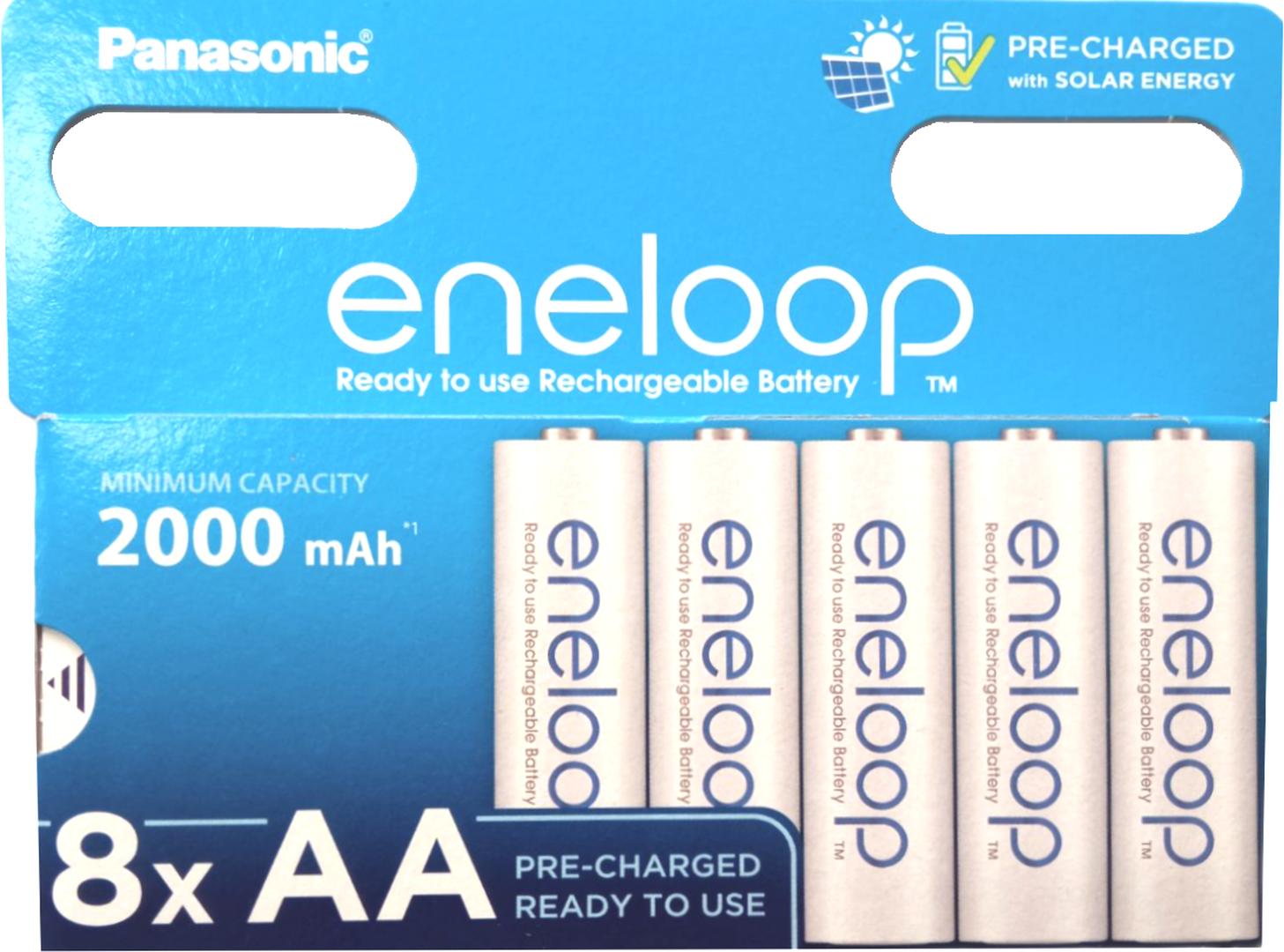 Panasonic eneloop 8er Blister AA Ni-MH Akkus 2000 mAh wiederaufladbar BK-3MCDE/8BE