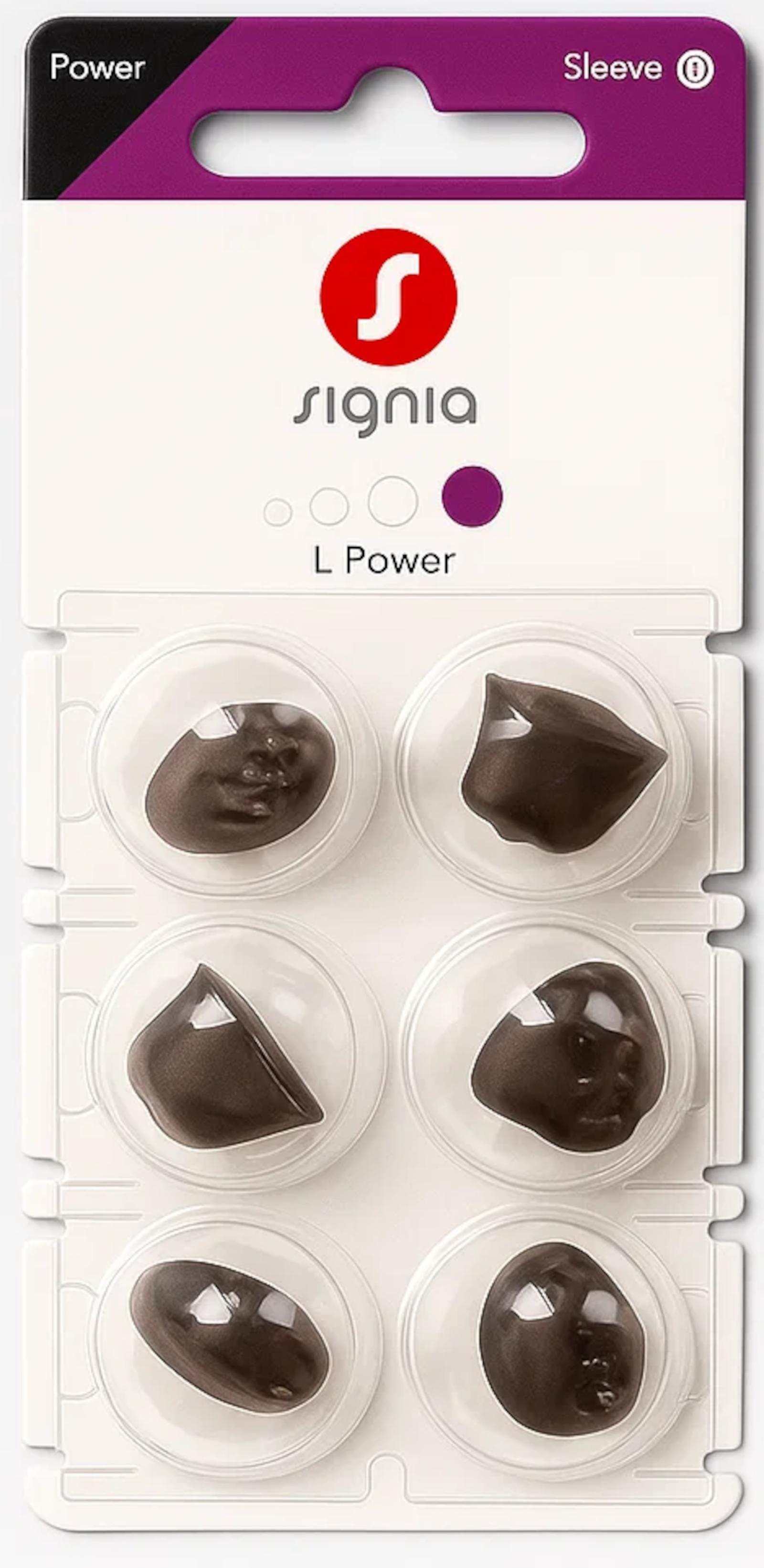 Signia Sleeve 3.0 Power L Domes 6er Blister Lila Hörgeräteschirmchen Silikon 10997199