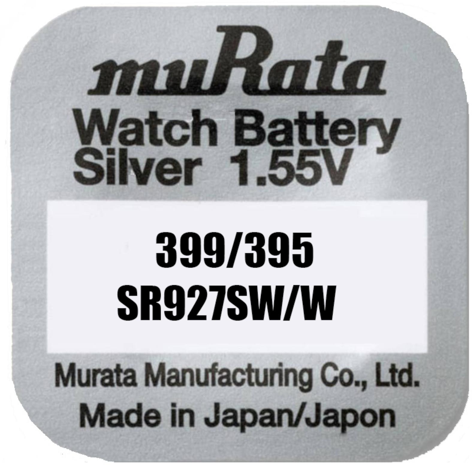 muRata 399/ 395 Uhrenbatterie SR927W/SR927SW Blister Knopfzelle Silberoxid 1,55V 399/395