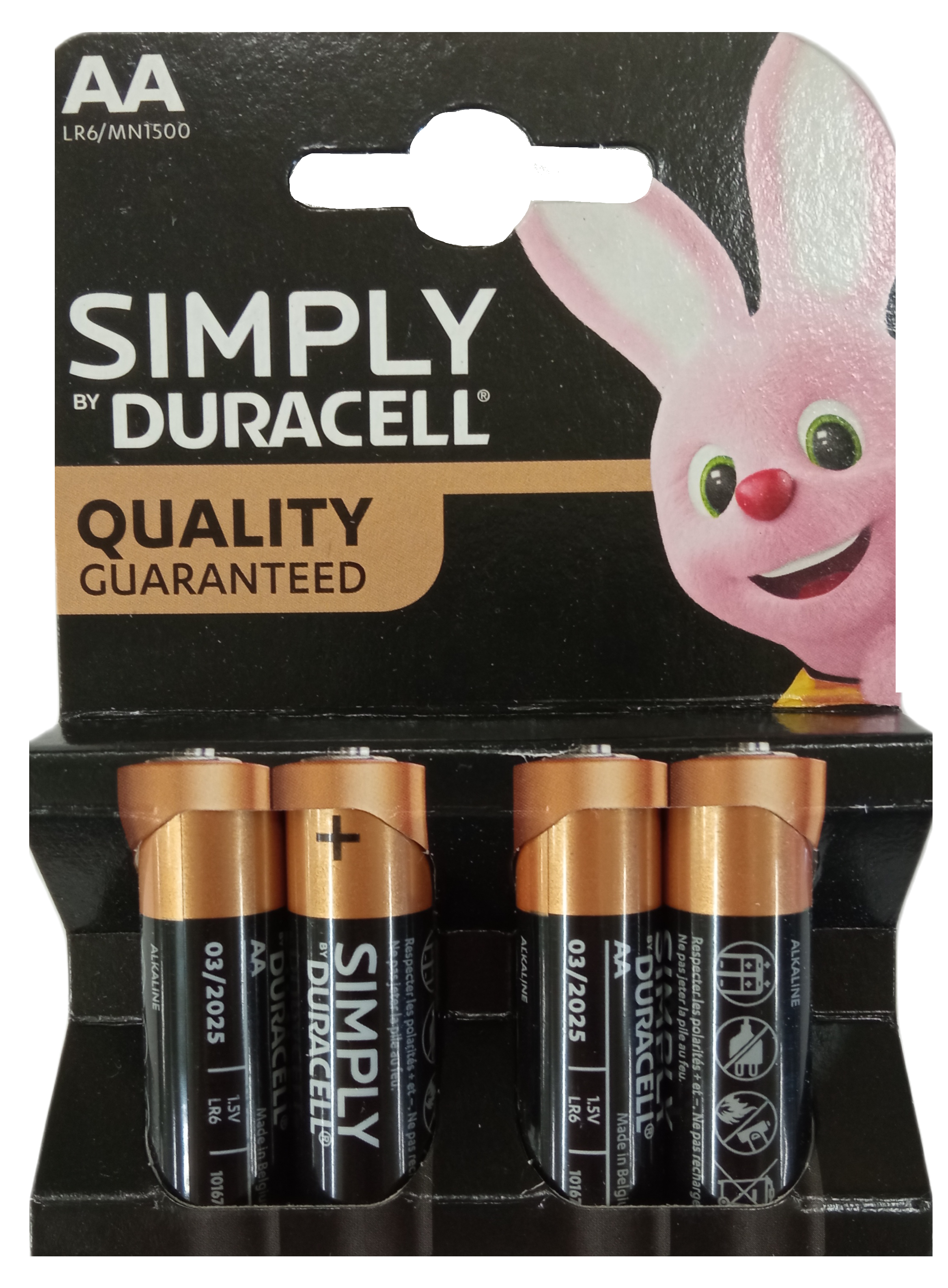 Duracell 20x Simply Alkaline AA Batterien 4er Blister 1,5 V LR6 Mignon MN1500