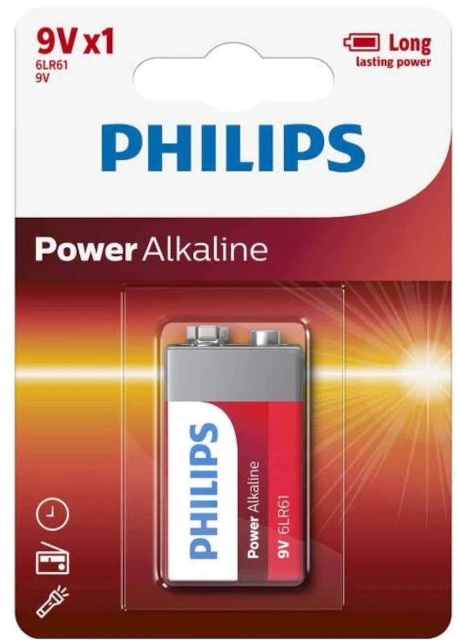 Philips Power Alkaline 9V/6LR61 1er blister 6LR61P1B/97