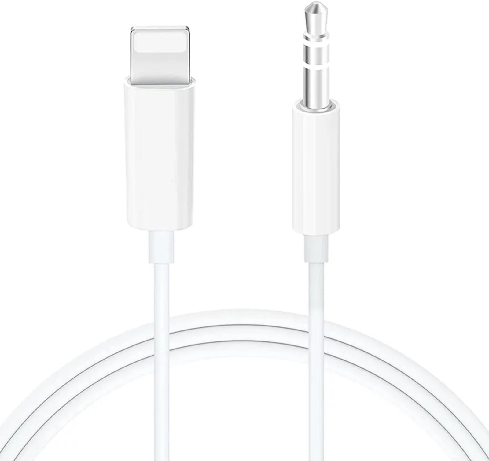 EWANTO 1m Stecker Kabel, Adapterkabel für iOS für Apple für iPhone 5 bis 13 X Xr Xs Max für Ipad (m) auf 3,5mm Klinke AUX (m) weiß Audio  Musik für Handy und für ipod LACW-01