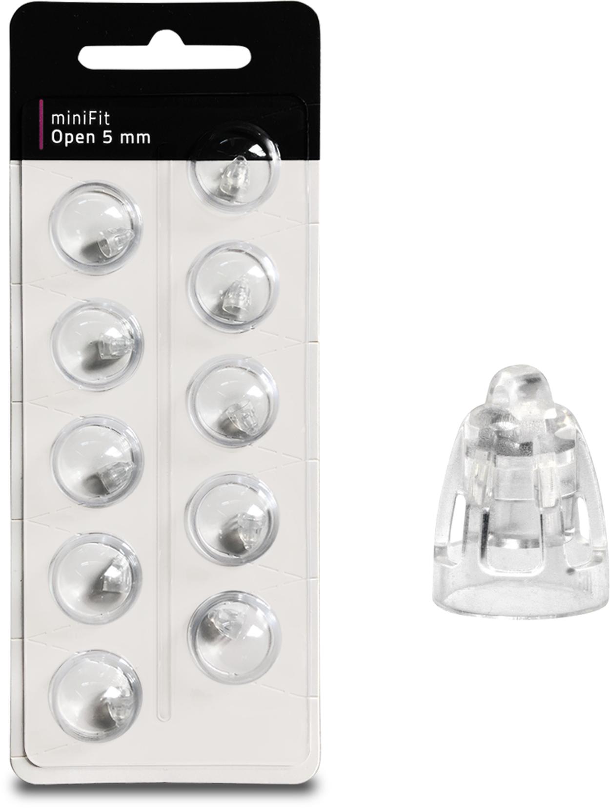 EWANTO miniFit 10er Blister 5 mm Open wie Oticon Domes Kuppeln Schirmchen für oticon miniFit Ex-Hörer MIFTO5M