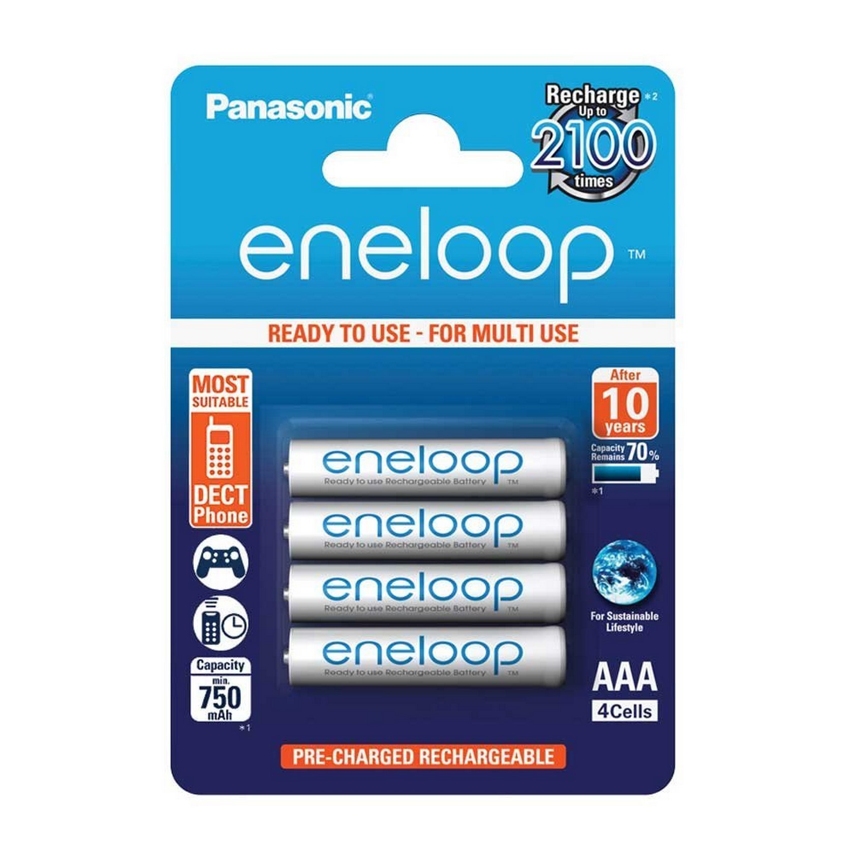 Panasonic Eneloop AAA Akku 4er Blister R03 BK-4MCCE/4BE