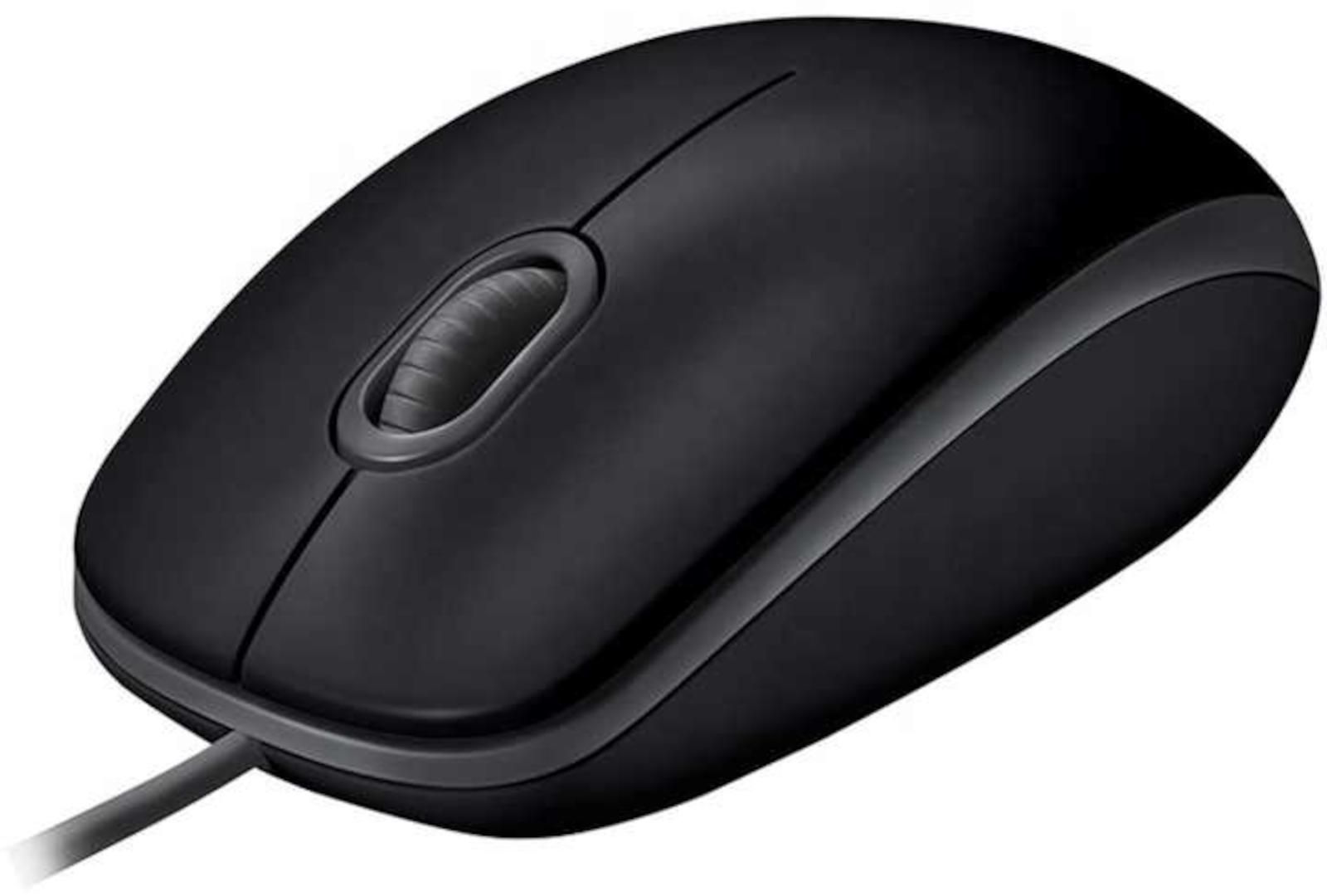 EWANTO USB Maus 1,1 m Kabellänge wie Logitech B100 Schwarz MASE-01
