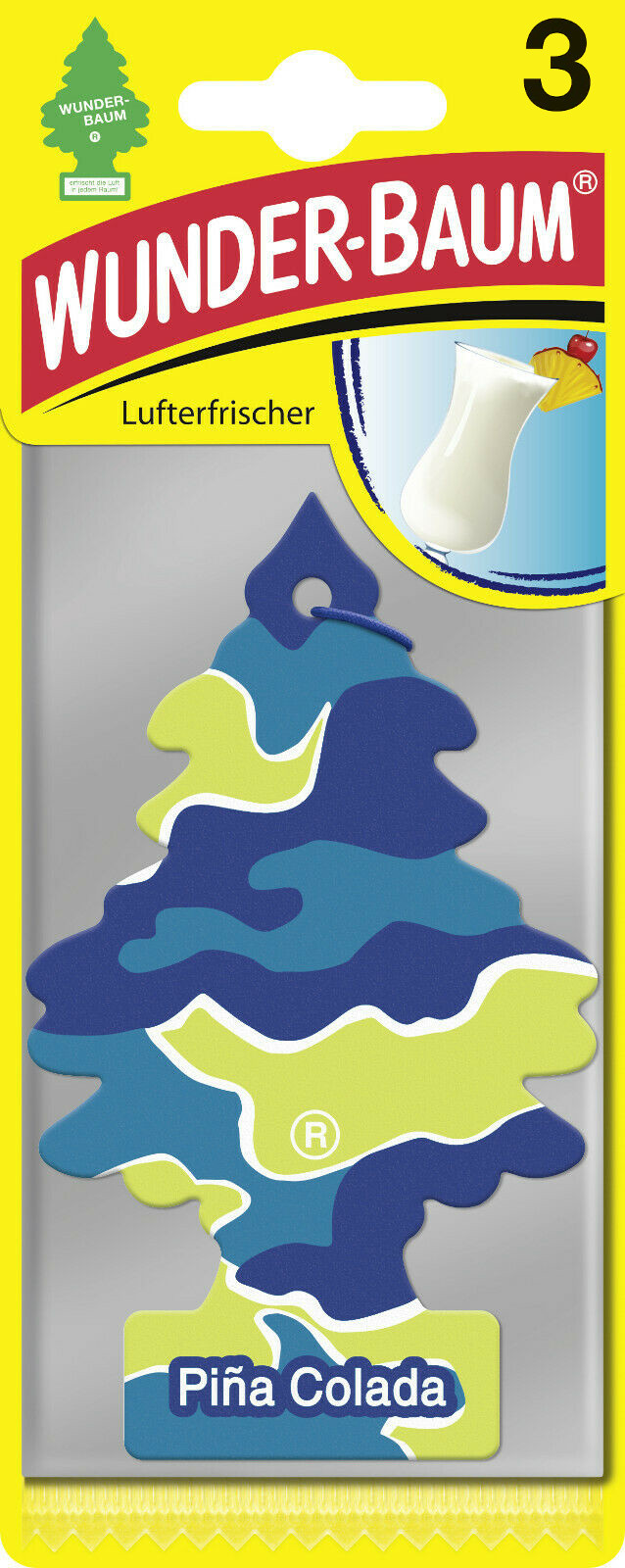 Wunder-Baum 3er Packung Lufterfrischer für das Auto Duft Baum Sorte Piña Colada air freshener 