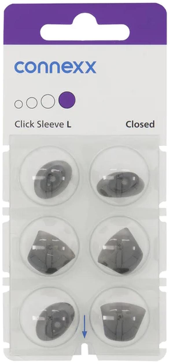 connexx Click Sleeve Closed L Domes 6er Blister Lila Hörgeräteschirmchen Silikon 10951151