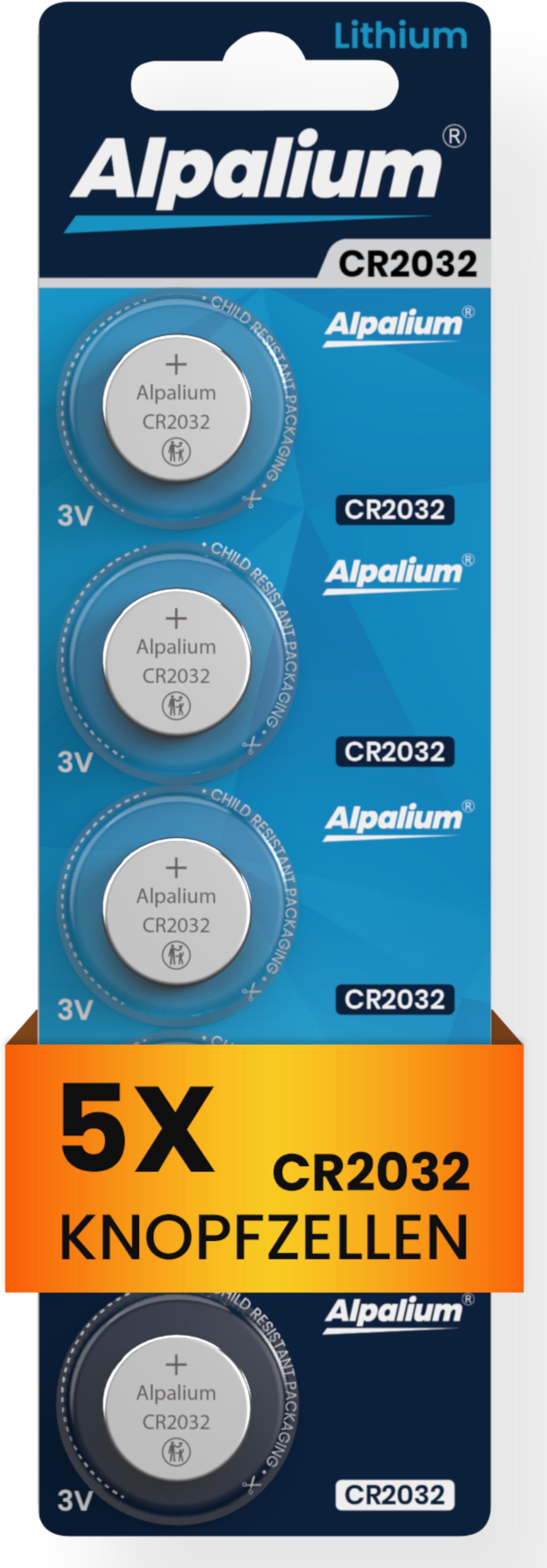Alpalium CR2032 5er Blister Knopfzelle Lithium 3V für Fieberthermometer Uhren Alarmanlagen 15005632