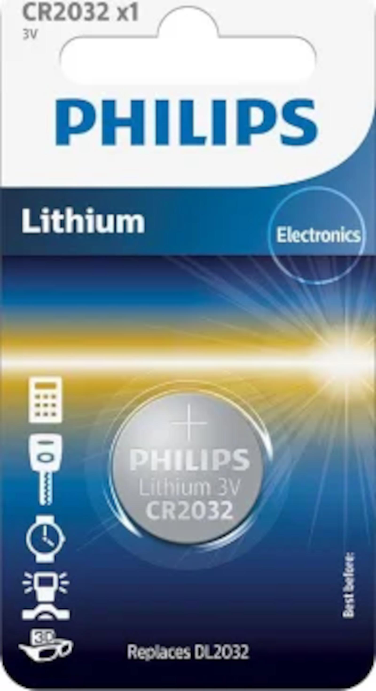 Philips Lithium CR2032  3.0V coin 1er blister CR2032/97