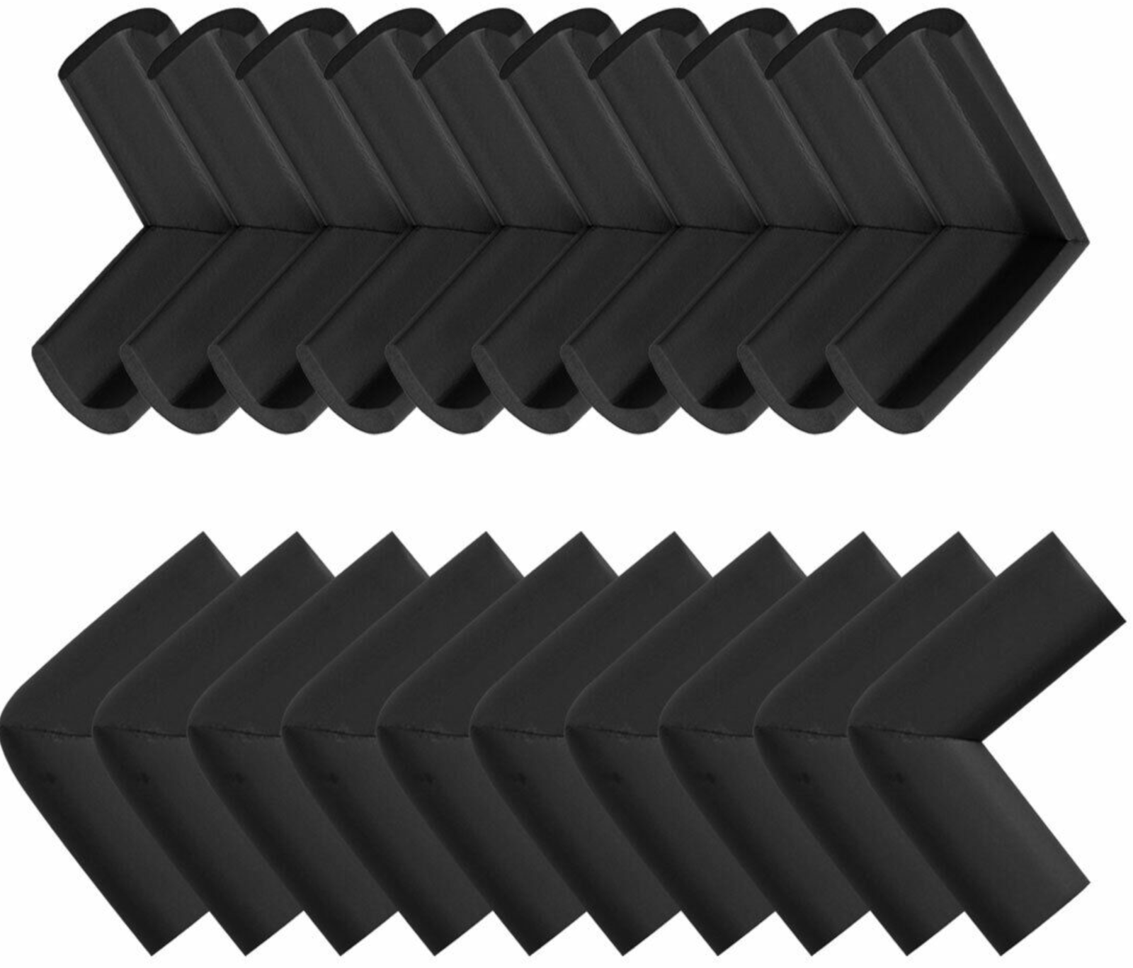 EWANTO 20er Tisch Sicherheits Eckenschutz aus Schaumstoff Schwarz mit Kleber Kantenschutz mit Kleber Stoßschutz Kindersicherung KSBS-01