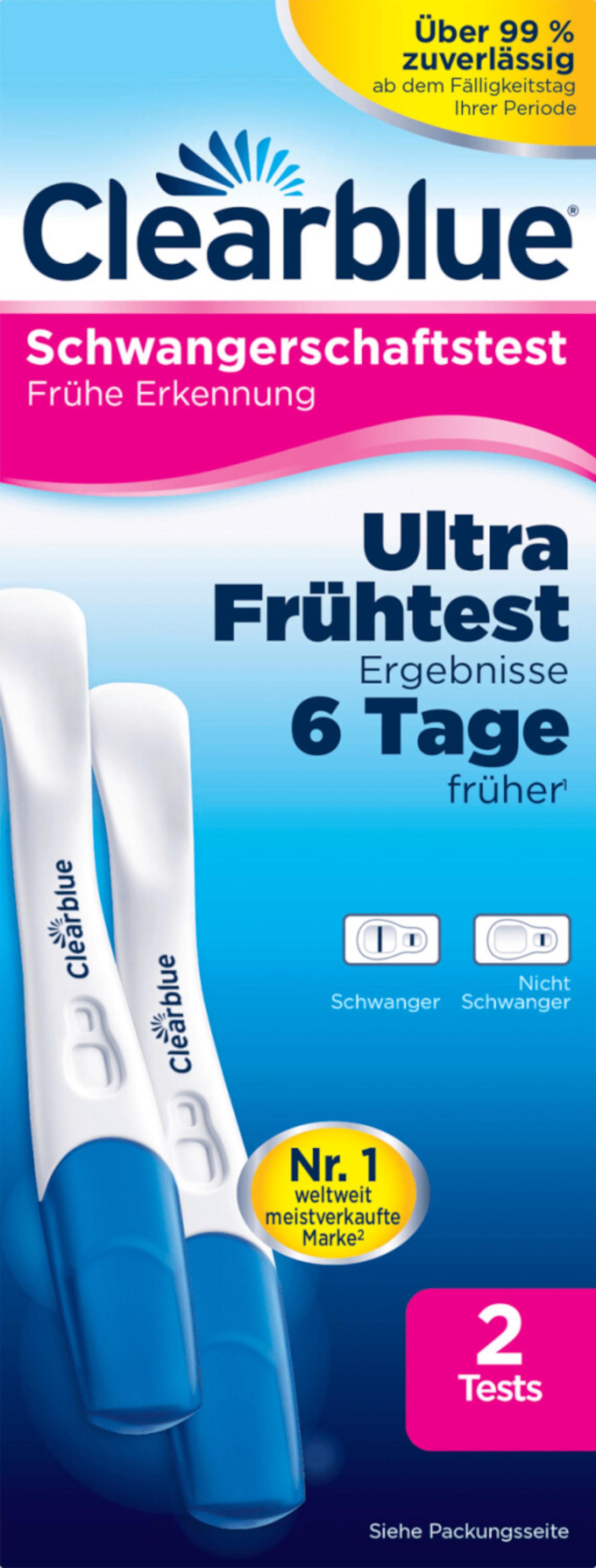 Clearblue Ultra Frühtest 2er Schwangerschaftstest Schnell & Einfach Frühe Erkennung CB14005
