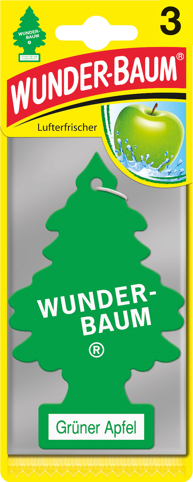 Wunder-Baum 3er Packung Lufterfrischer für das Auto Duft Baum Sorte Grüner Apfel air freshener 