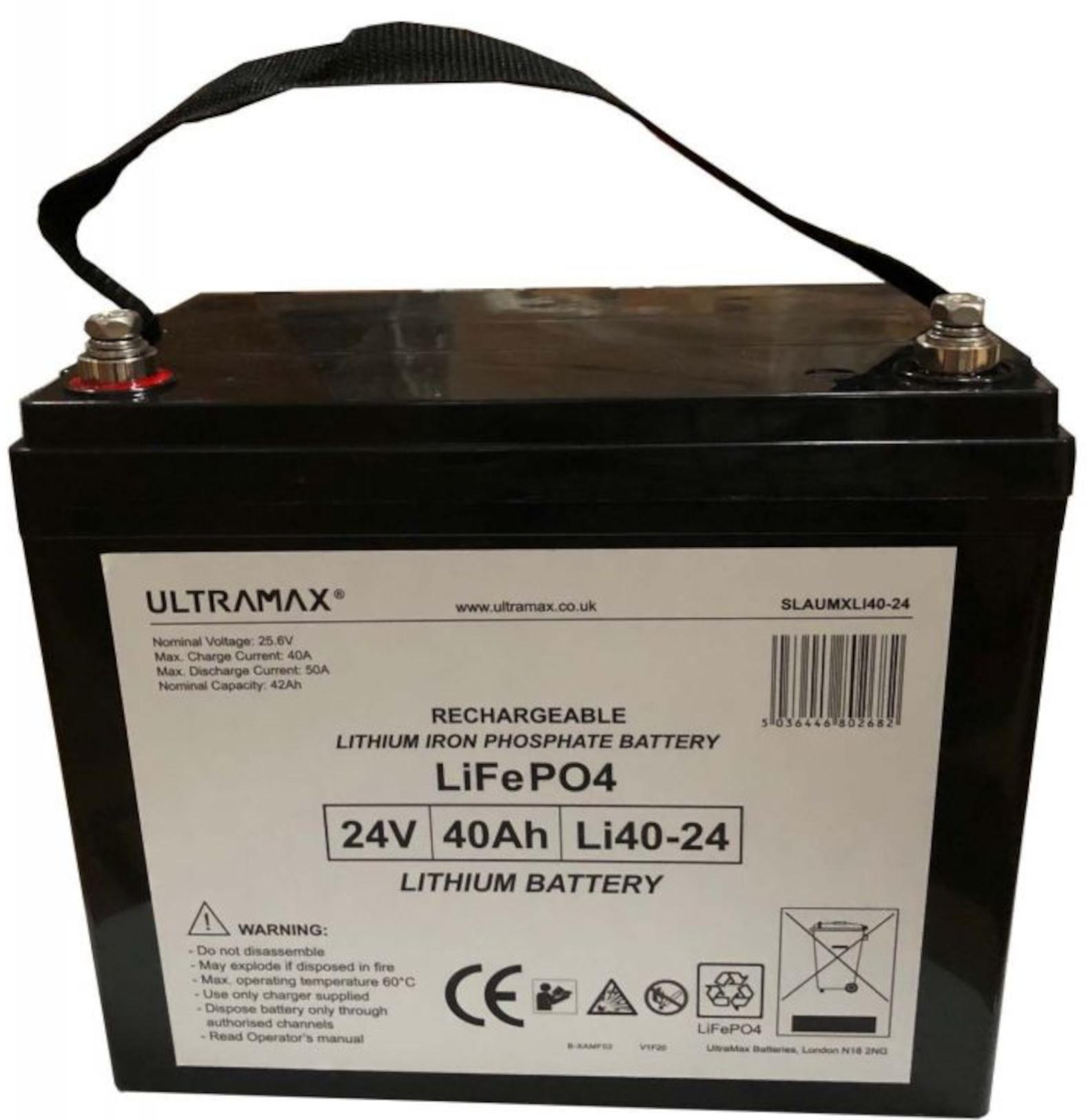 UltraMax SLAUMXLI40-24 – 24 V LiFePO₄-Batterie 40 Ah SLAUMXLI40-24