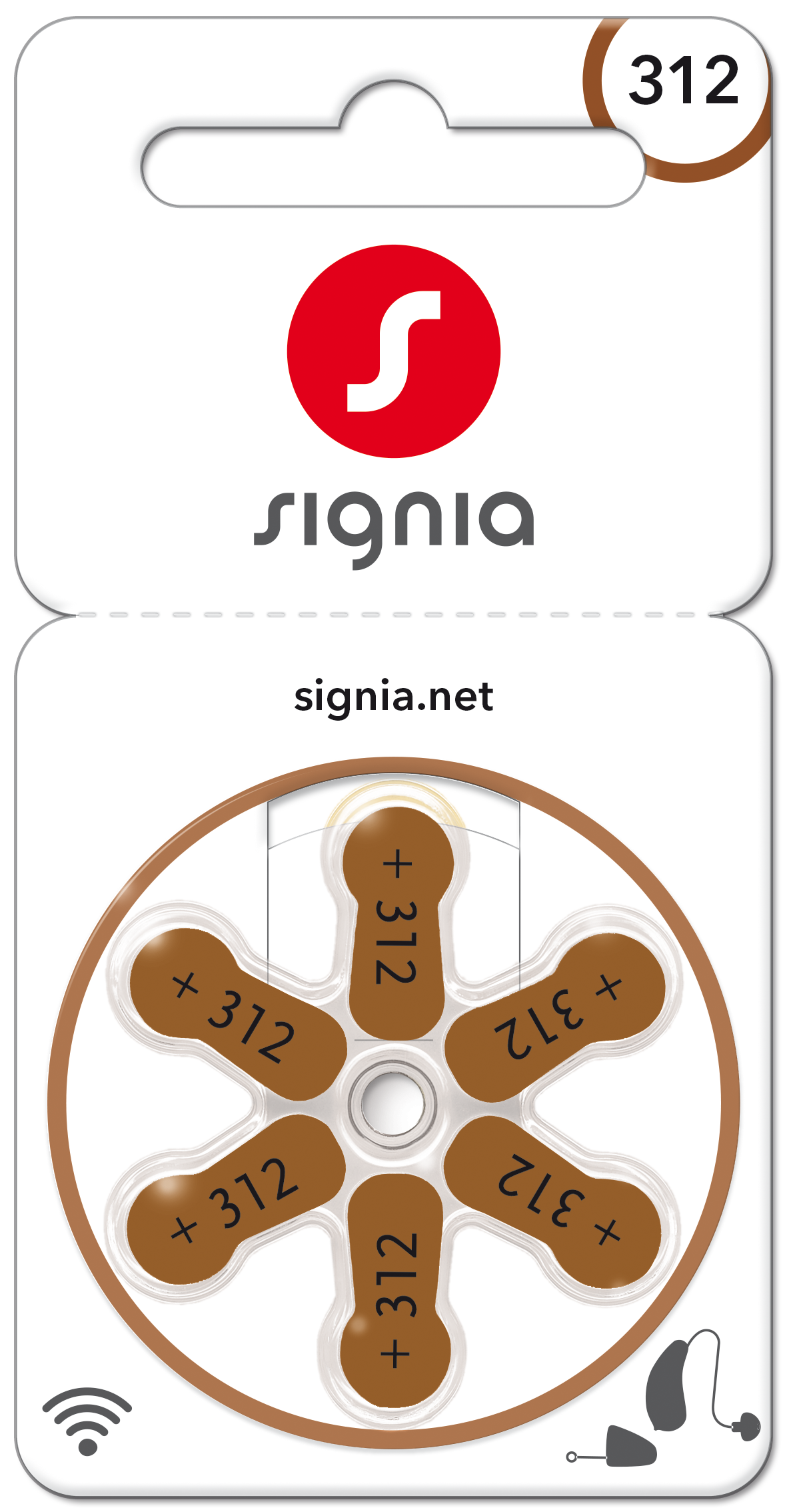 EWANTO_de__L1892__Signia_24607313436_6506dz2a8Qsgp5NU5 Signia Gr. 312 Hörgerätebatterien 6er Blister PR41 Braun 24607 Sig312 24607313436