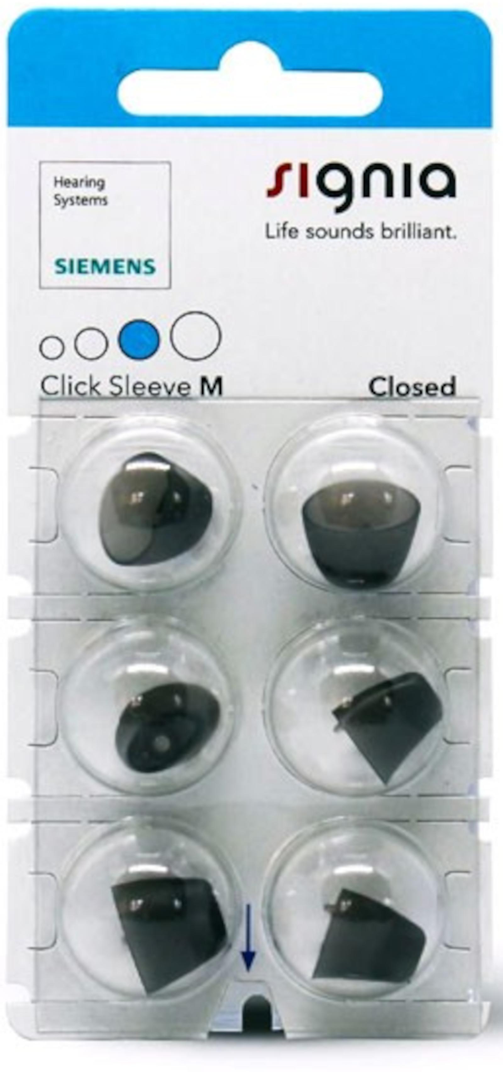 Signia Click Sleeve Closed M Domes 6er Blister Blau Hörgeräteschirmchen Silikon connexx 10951149