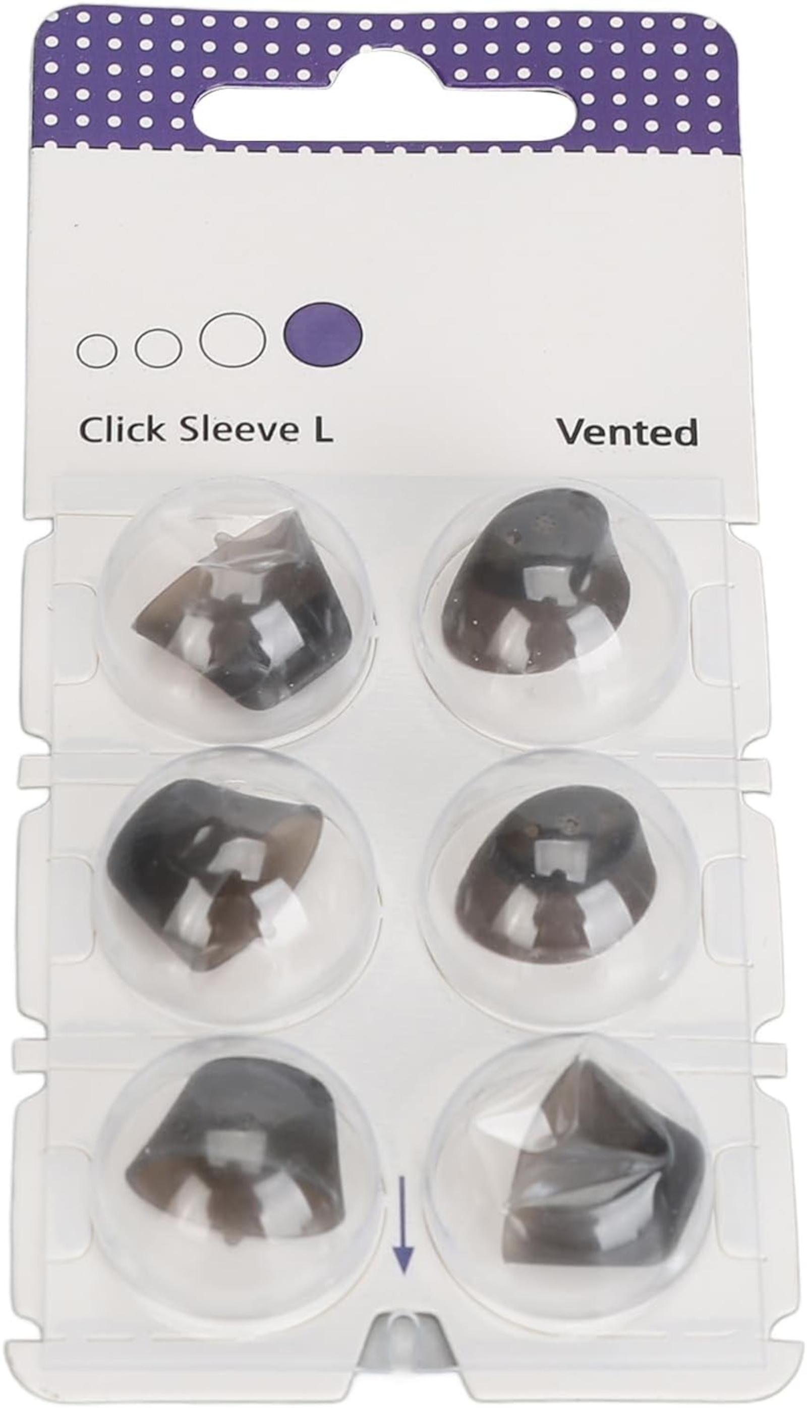 connexx Click Sleeve Vented L Domes 6er Blister Lila  Hörgeräteschirmchen Siliko 10951150