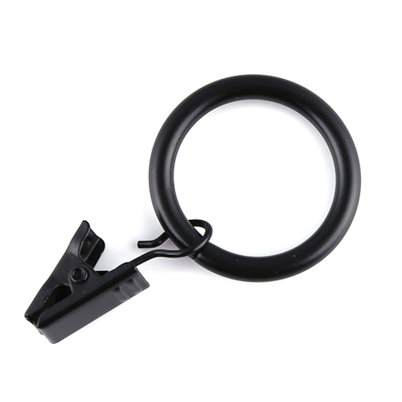 EWANTO Vorhangringe 10 Stück Schwarz matt 38 mm Durchmesser Gardinenringe Gardinenhaken Set Ring mit 18 mm Clip HH-7