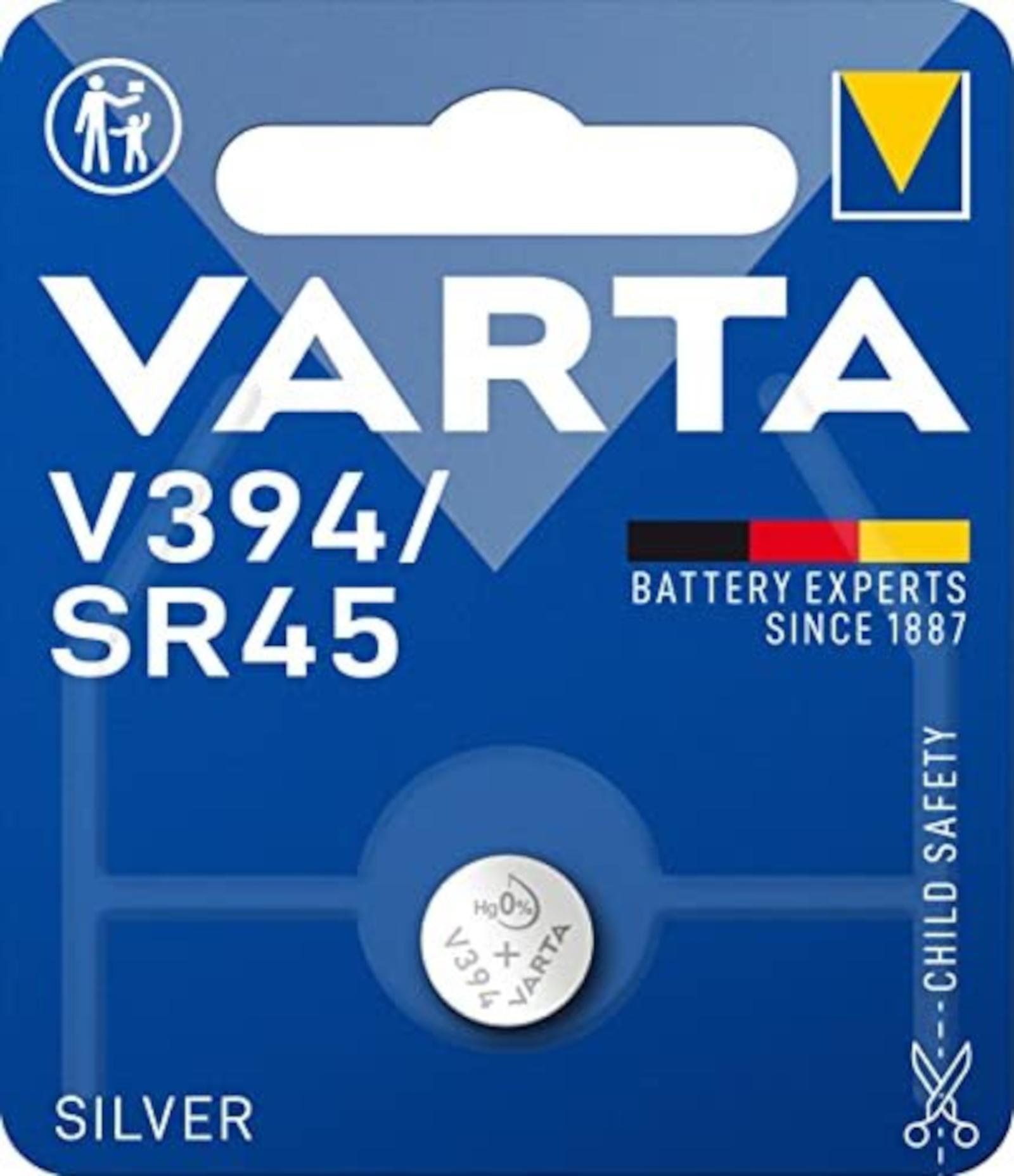 EWANTO_de__L20524__Varta_V3941_10437 Varta Knopfzelle V394/SR45 Coin 1,55V 58.0mAh V3941 1er Blister kindersichere Verpackung für elektronische Kleingeräte - Uhren Autoschlüssel Fernbedienungen Waagen V3941