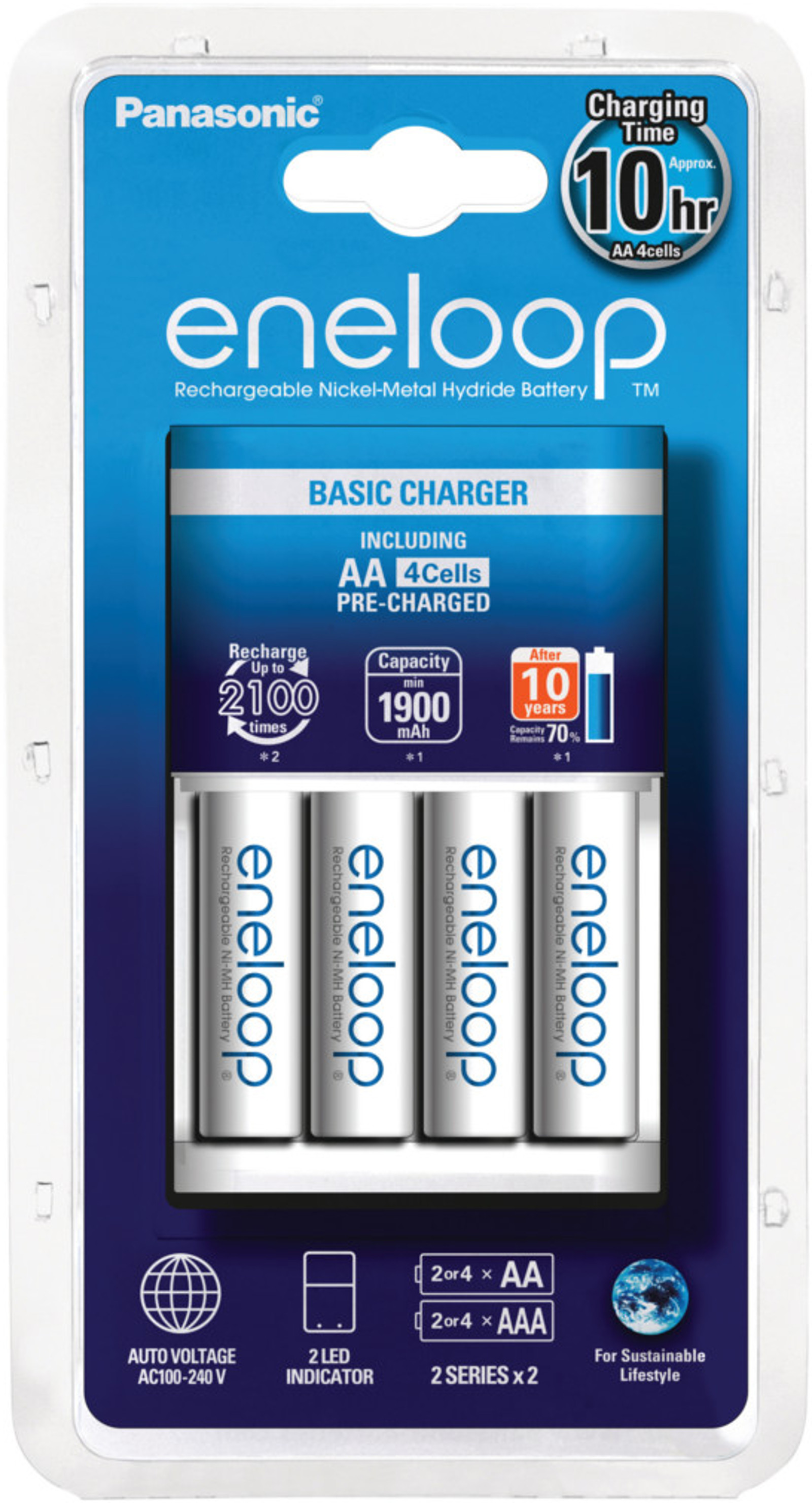 Panasonic 8x eneloop Charger Akku Ladegerät BQ CC51 + 4x eneloop AA 1.900 mAh K-KJ51MCC40E
