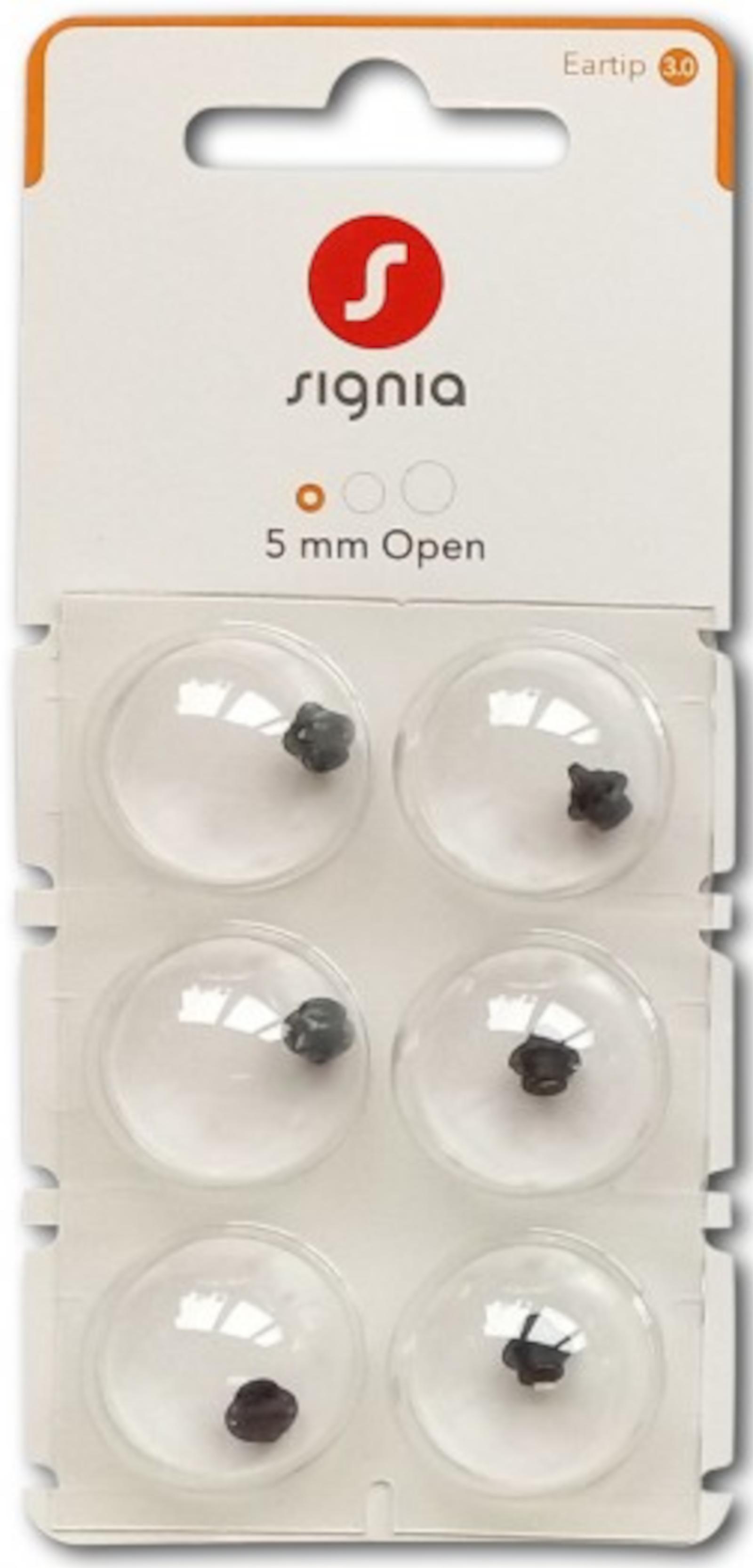 Signia Eartip 3.0 5 mm Open Domes 6er Blister Orange Hörgeräteschirmchen Silikon connexx 10993678