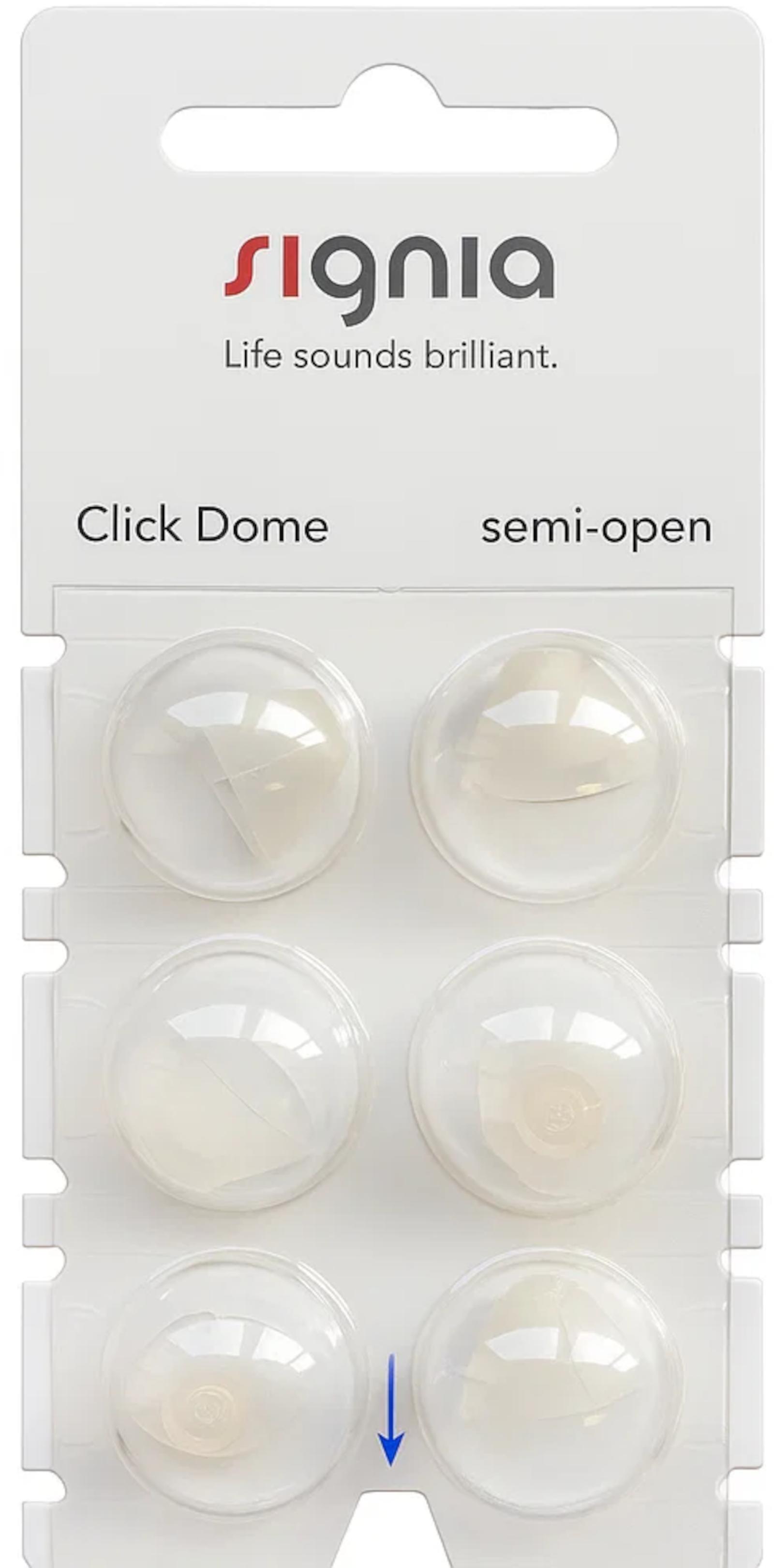 Signia Click Semi-open Domes 6er Blister Weiß Hörgeräteschirmchen Silikon connexx 10670790