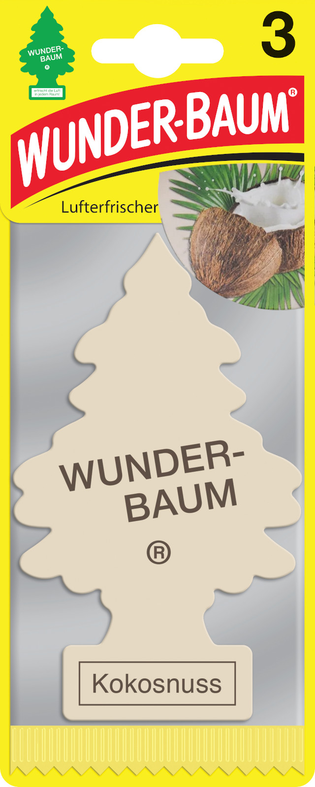 Wunder-Baum 3er Packung Lufterfrischer für das Auto Duft Baum Sorte Kokosnuss air freshener 