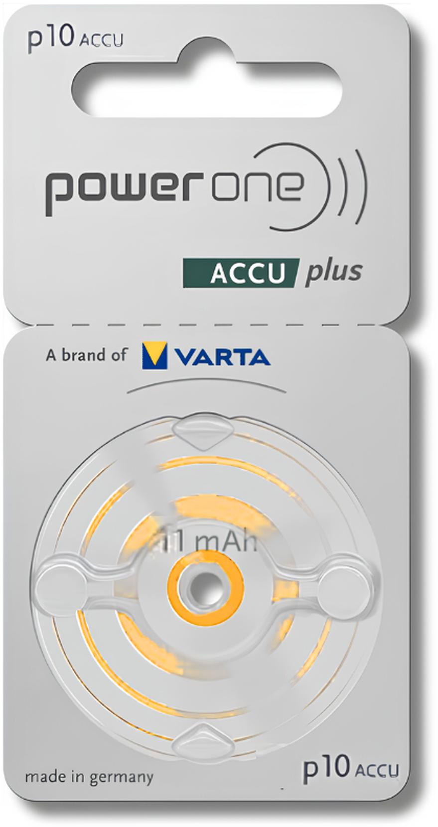 Varta Power One 10 ACCU plus p10 Gelb Akku für Hörgeräte NiMH 2er Blister p10