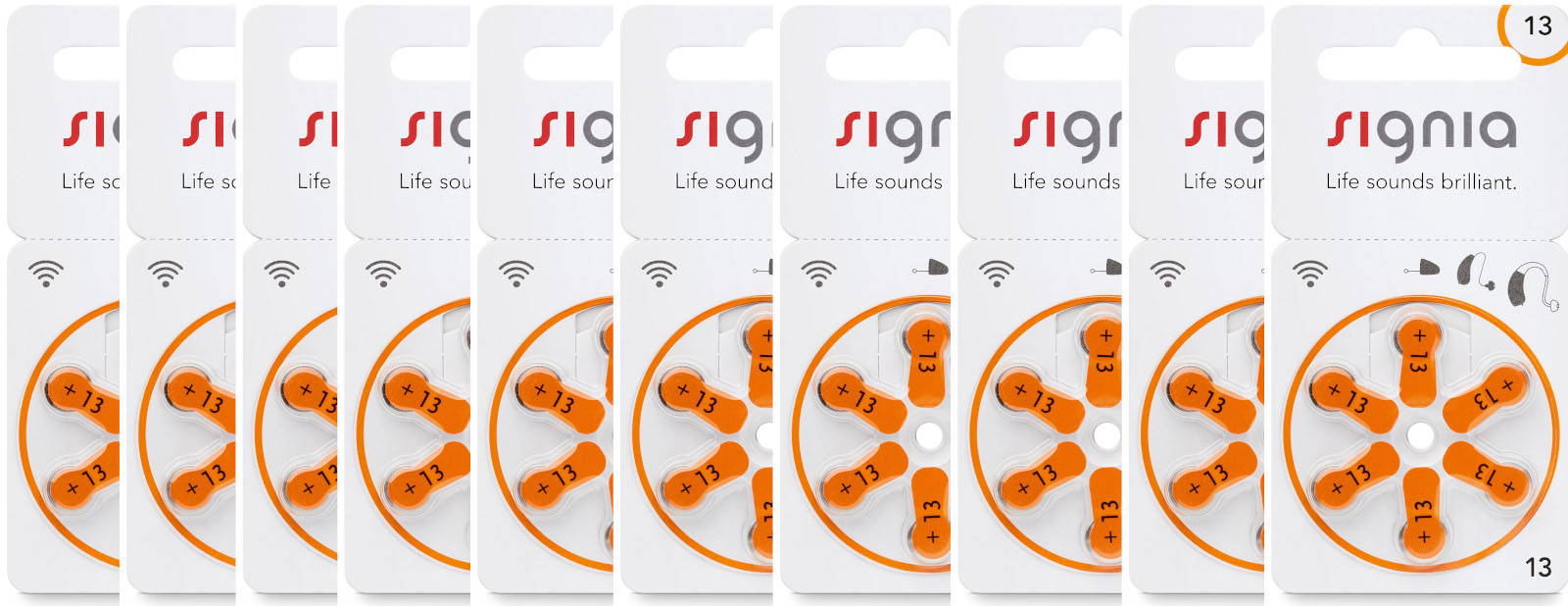 Signia 10x Signia Hörgerätebatterien 6er Blister PR48 Orange 24606 p13mf
